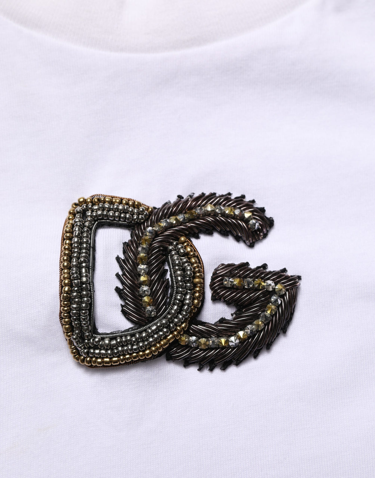 Dolce & Gabbana White DG Logo Cotton Crew Neck Men Men's T-shirt (Pre-Owned)