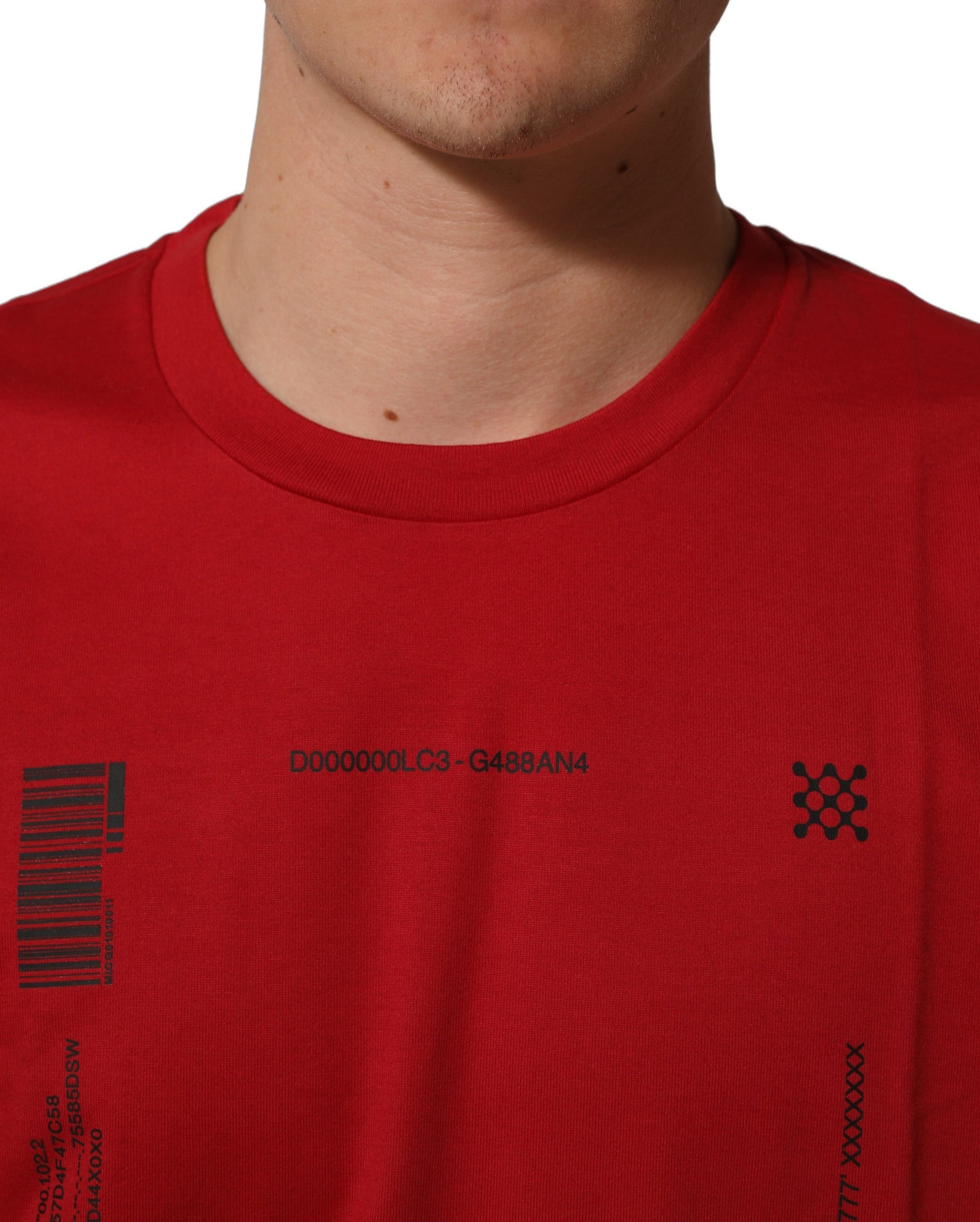 Dolce & Gabbana Red Cotton Graphic Print Crew Neck Men's T-shirt (Pre-Owned)