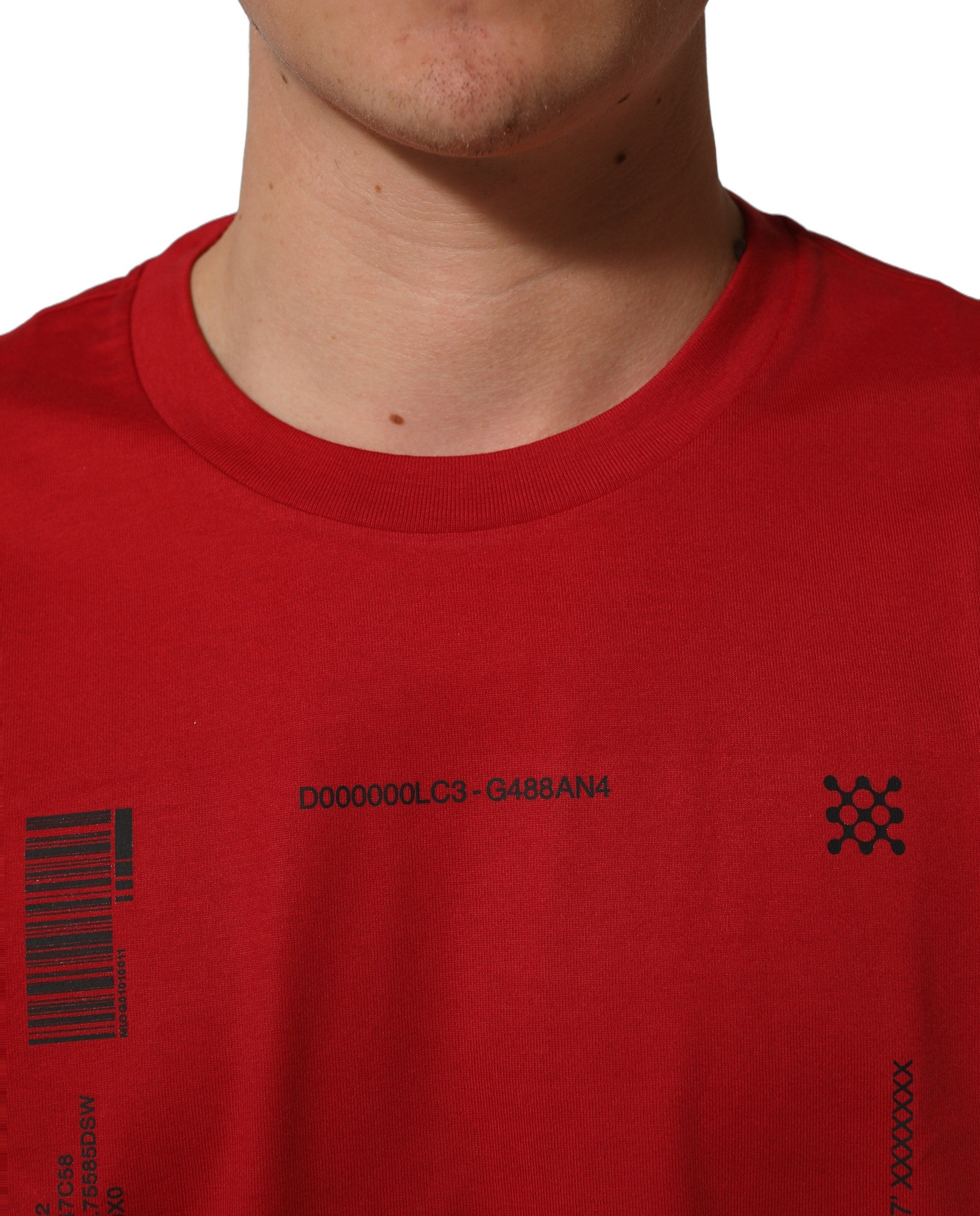 Dolce & Gabbana Red Cotton Graphic Print Crew Neck Men's T-shirt (Pre-Owned)