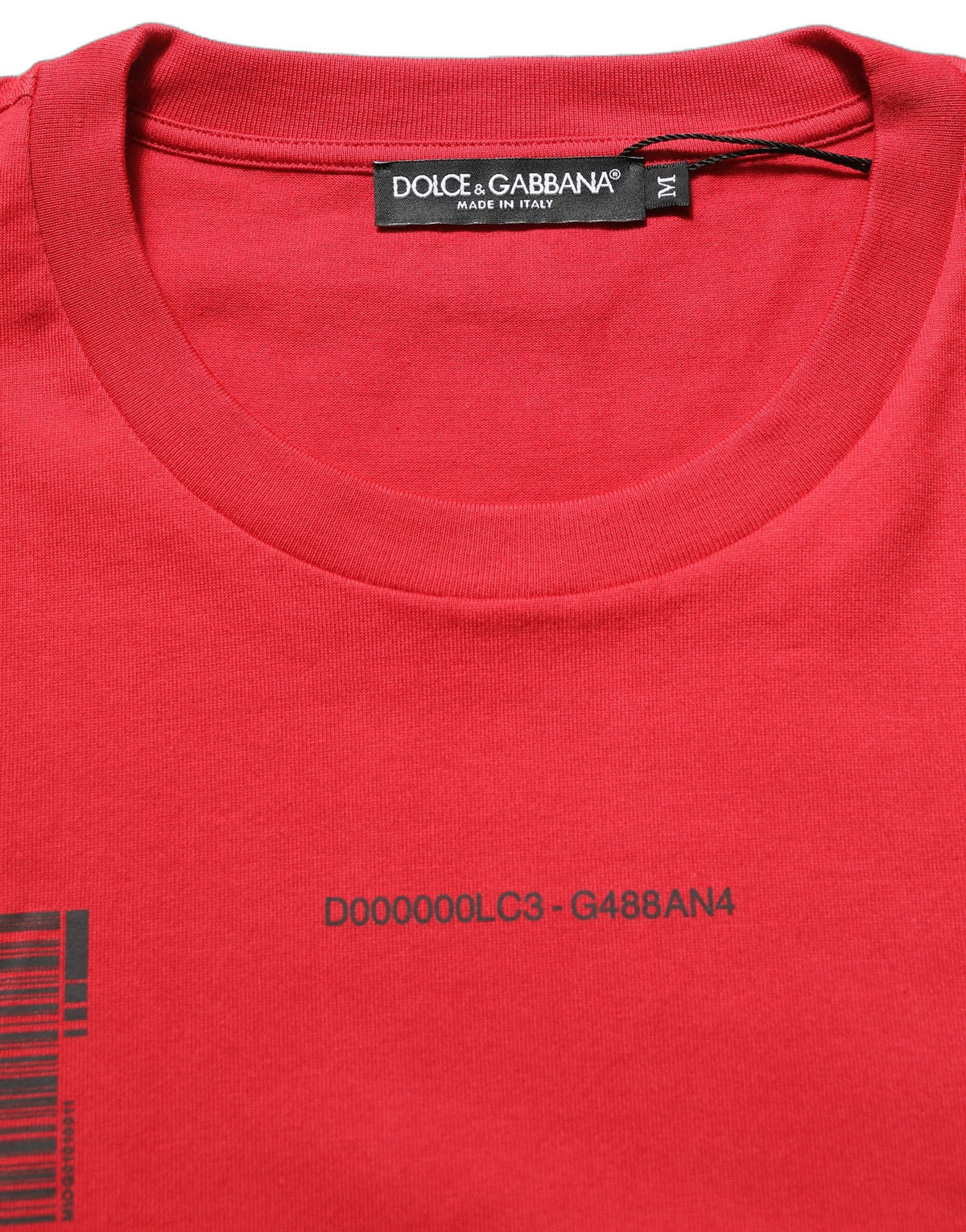 Dolce & Gabbana Red Cotton Graphic Print Crew Neck Men's T-shirt (Pre-Owned)