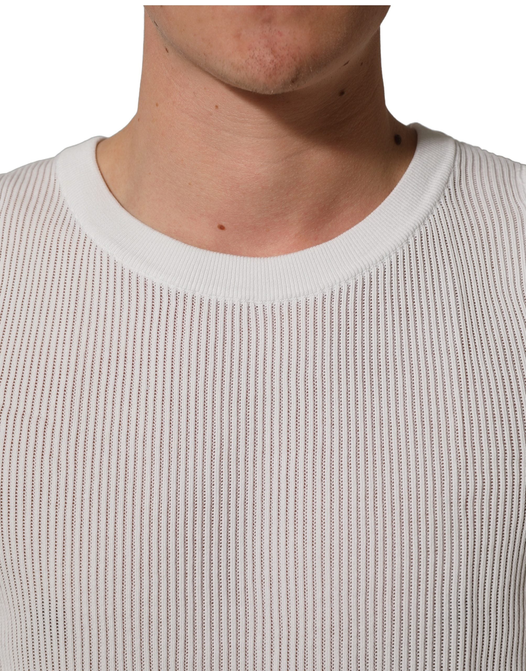 Dolce & Gabbana White Silk Crew Neck Sleeveless tank Men's T-shirt (Pre-Owned)