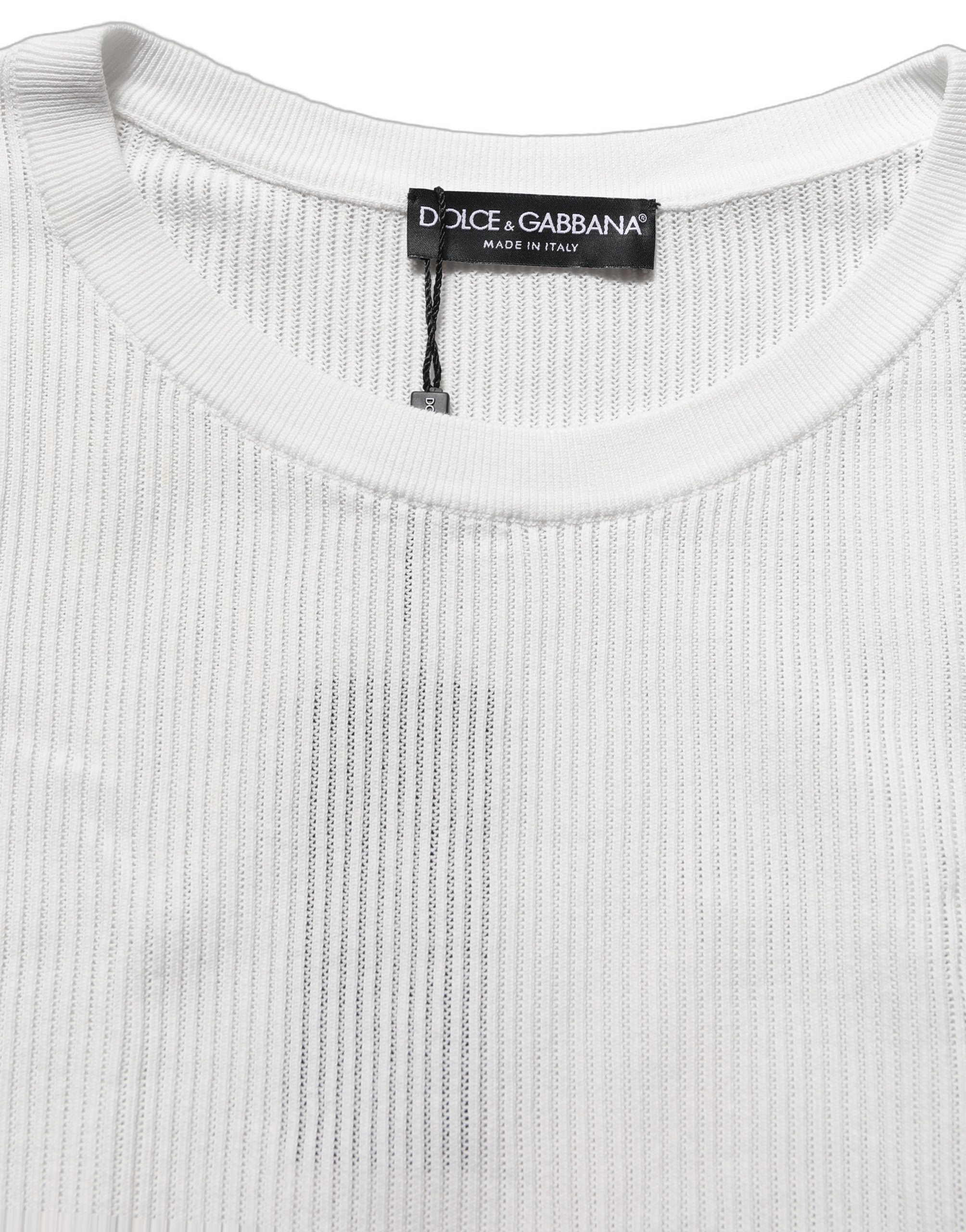 Dolce & Gabbana White Silk Crew Neck Sleeveless tank Men's T-shirt (Pre-Owned)