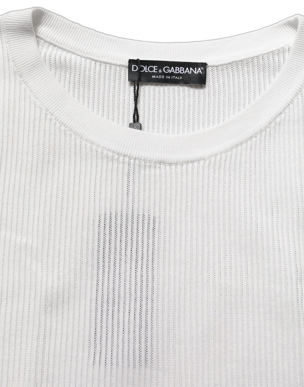 Dolce & Gabbana White Silk Crew Neck Sleeveless tank Men's T-shirt (Pre-Owned)