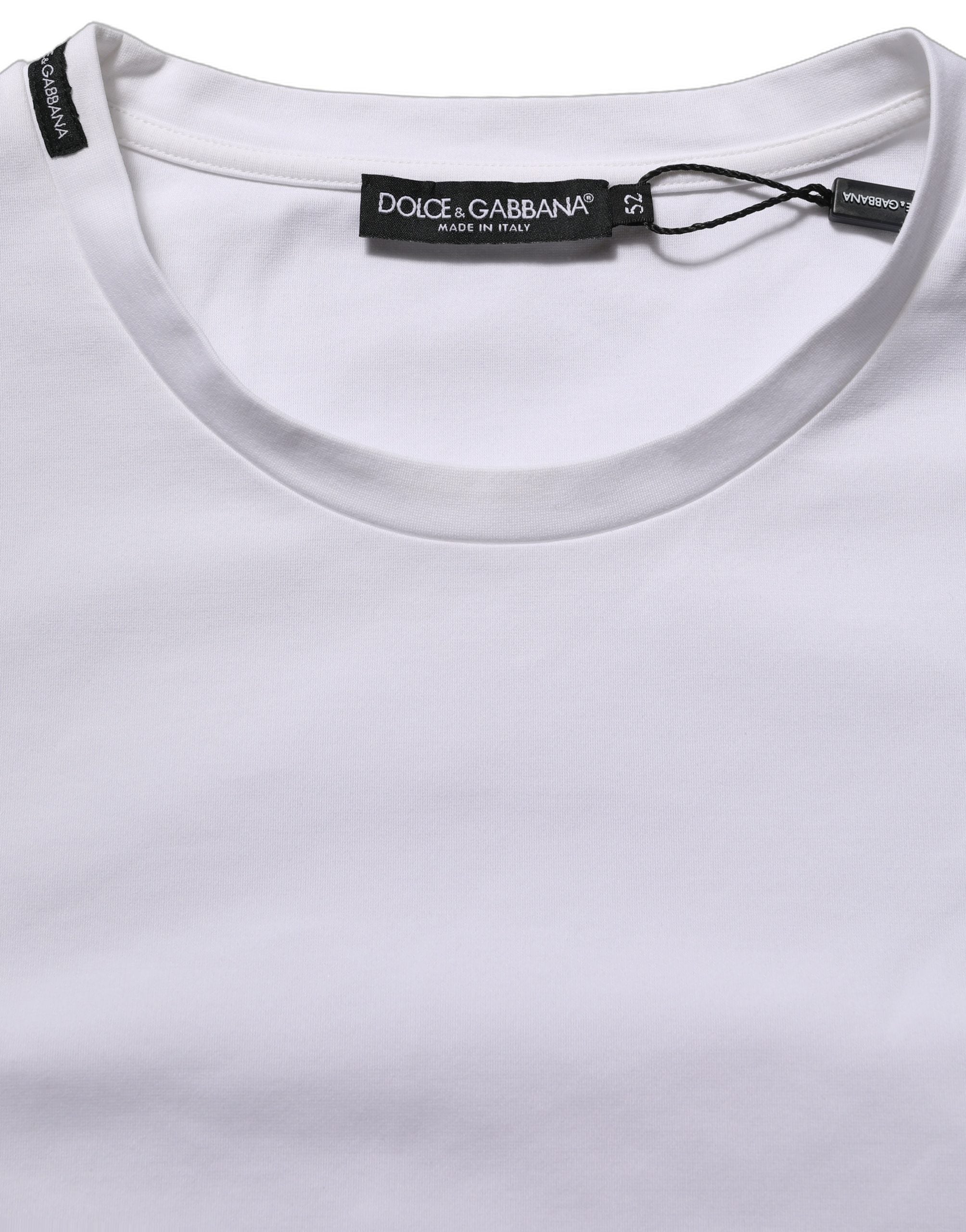 Dolce & Gabbana White Cotton Short Sleeves Crew Neck Men's T-shirt