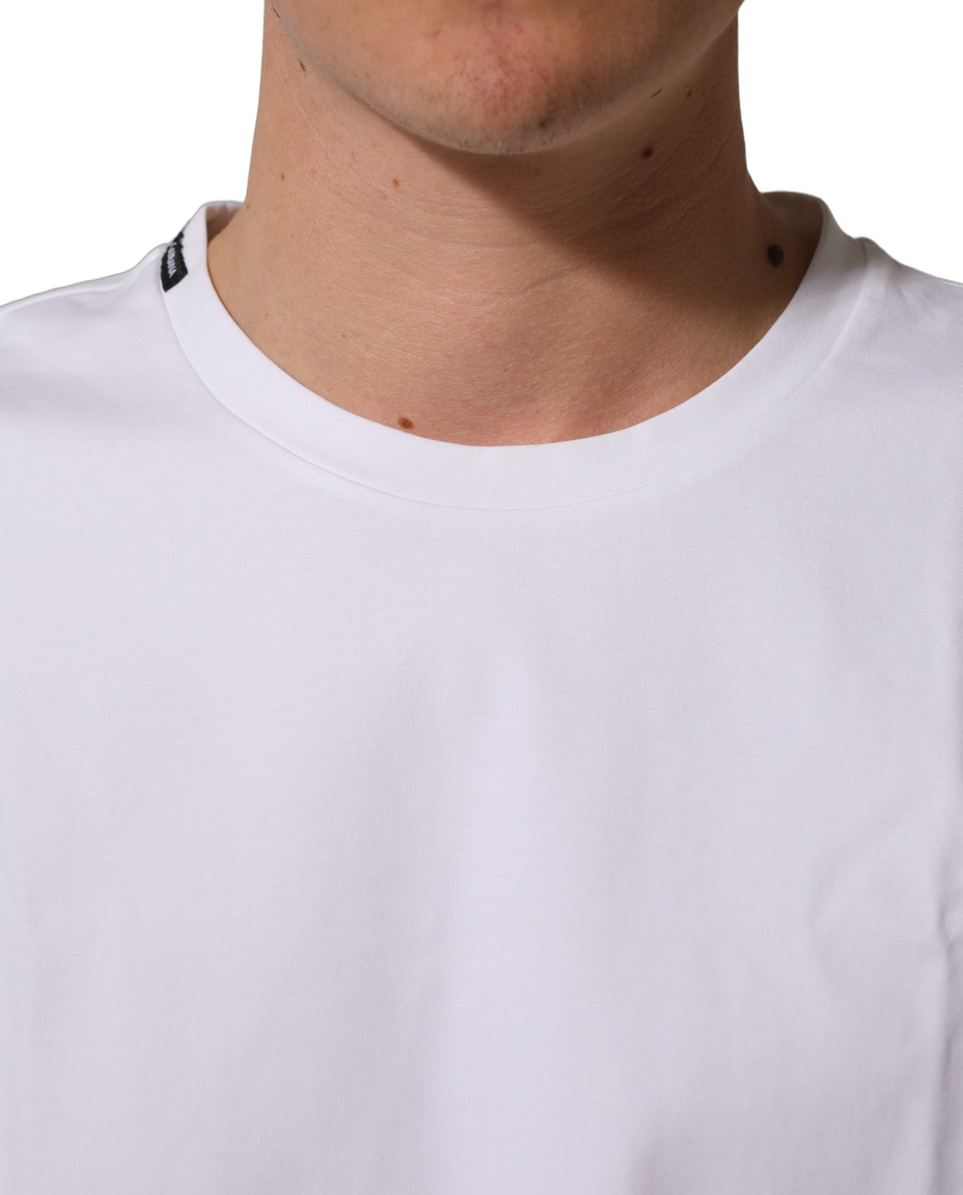 Dolce & Gabbana White Cotton Short Sleeves Crew Neck Men's T-shirt