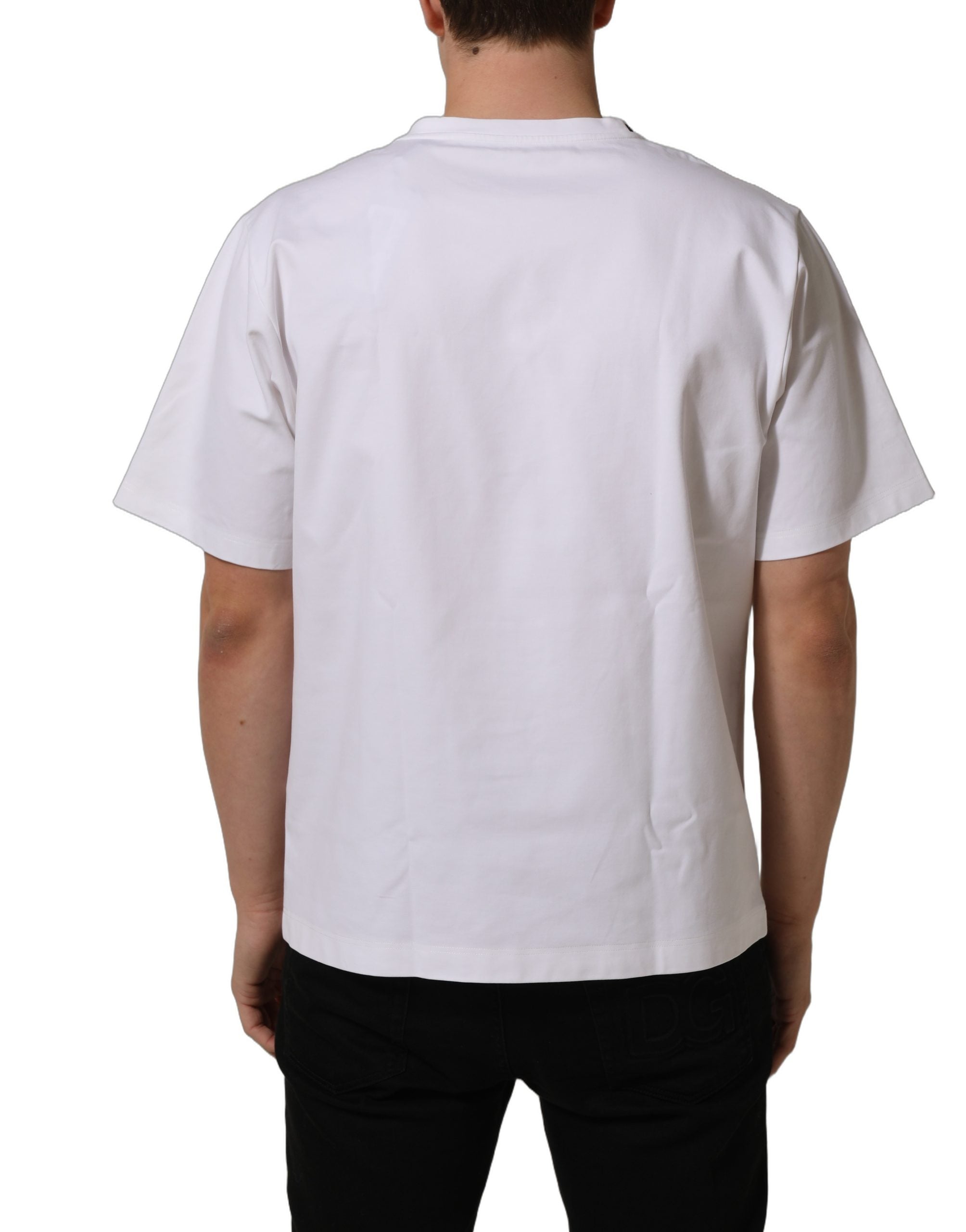 Dolce & Gabbana White Cotton Short Sleeves Crew Neck Men's T-shirt