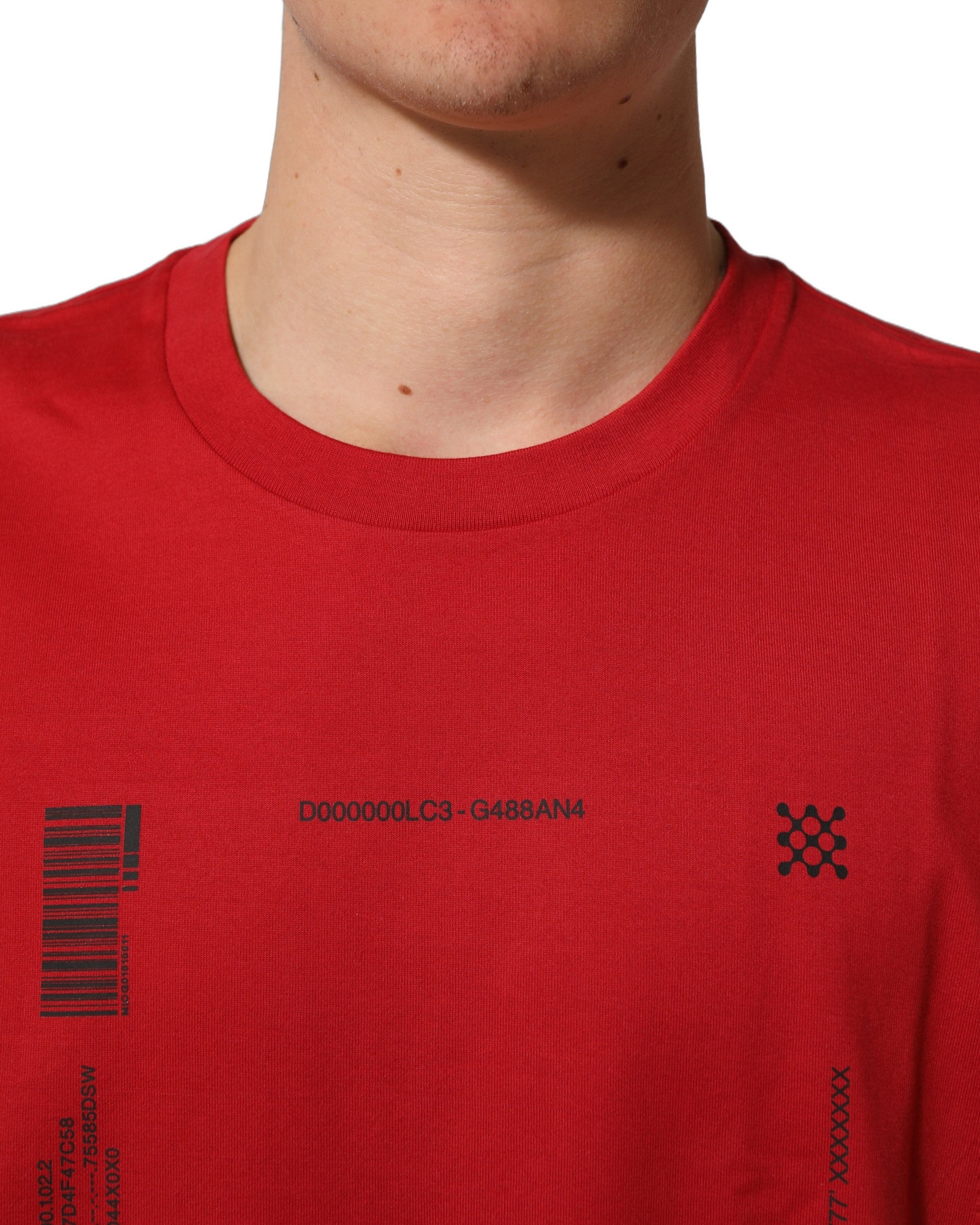 Dolce & Gabbana Red Cotton Graphic Print Crew Neck Men's T-shirt (Pre-Owned)