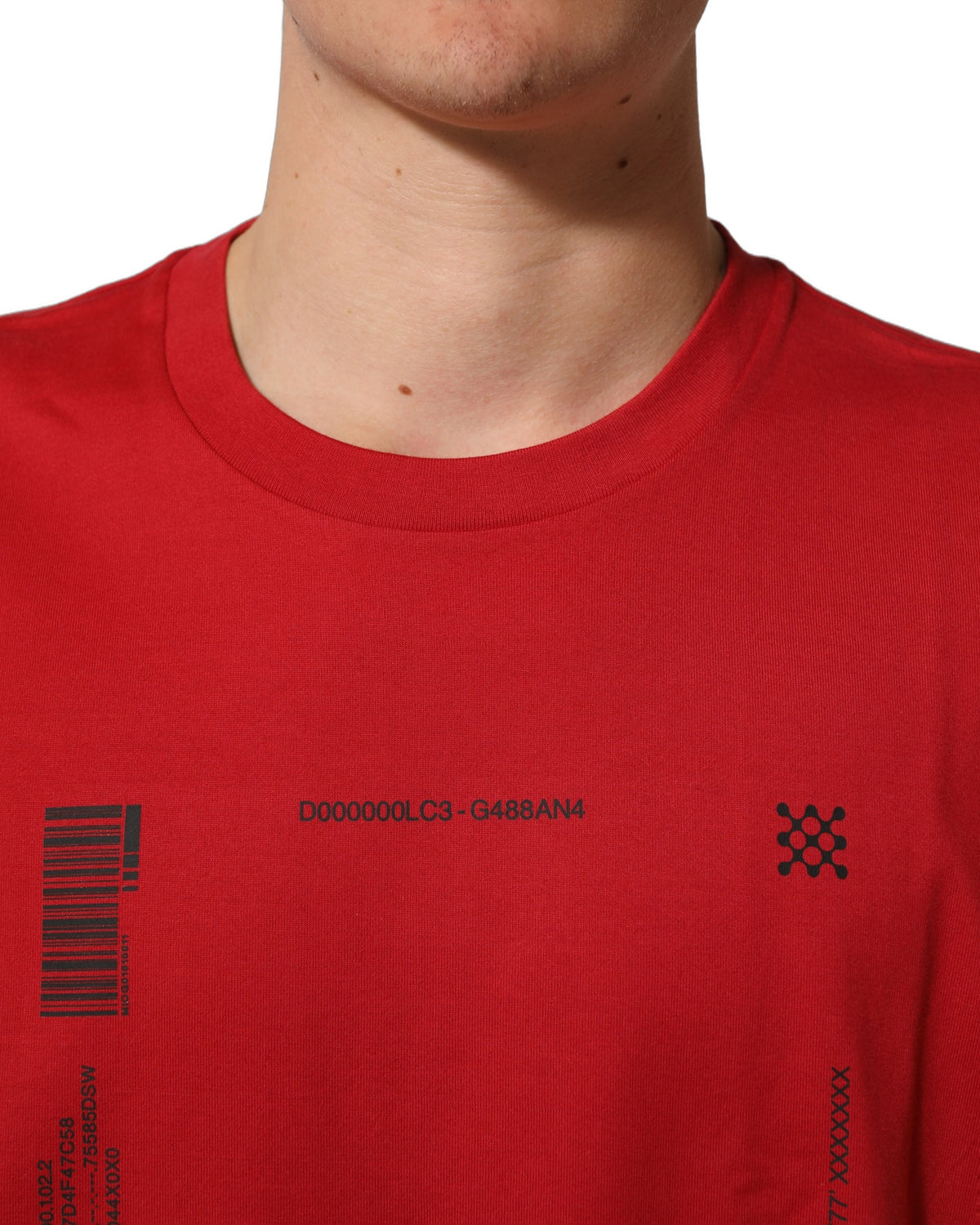 Dolce & Gabbana Red Cotton Graphic Print Crew Neck Men's T-shirt (Pre-Owned)