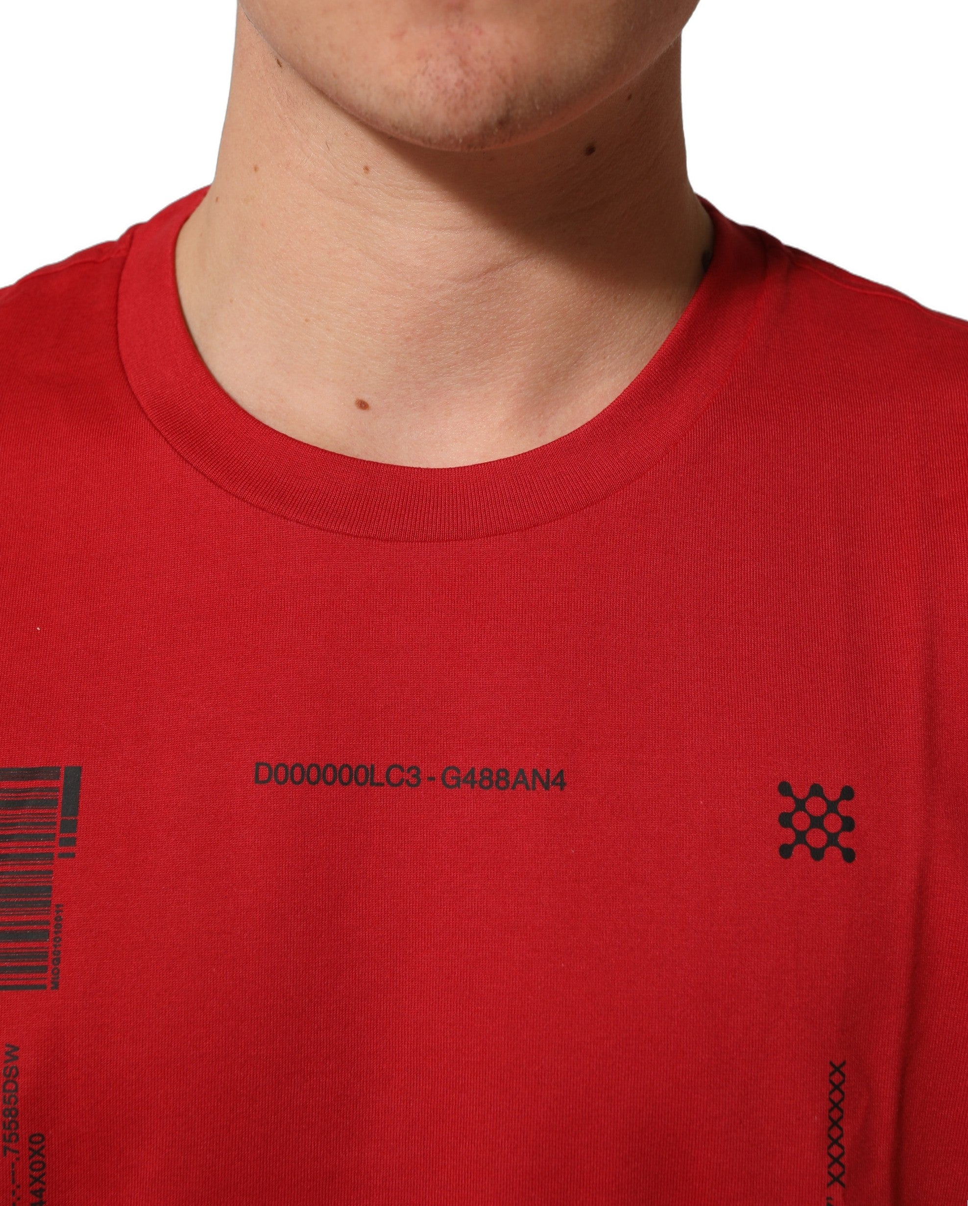 Dolce & Gabbana Red Cotton Graphic Print Crew Neck Men's T-shirt (Pre-Owned)