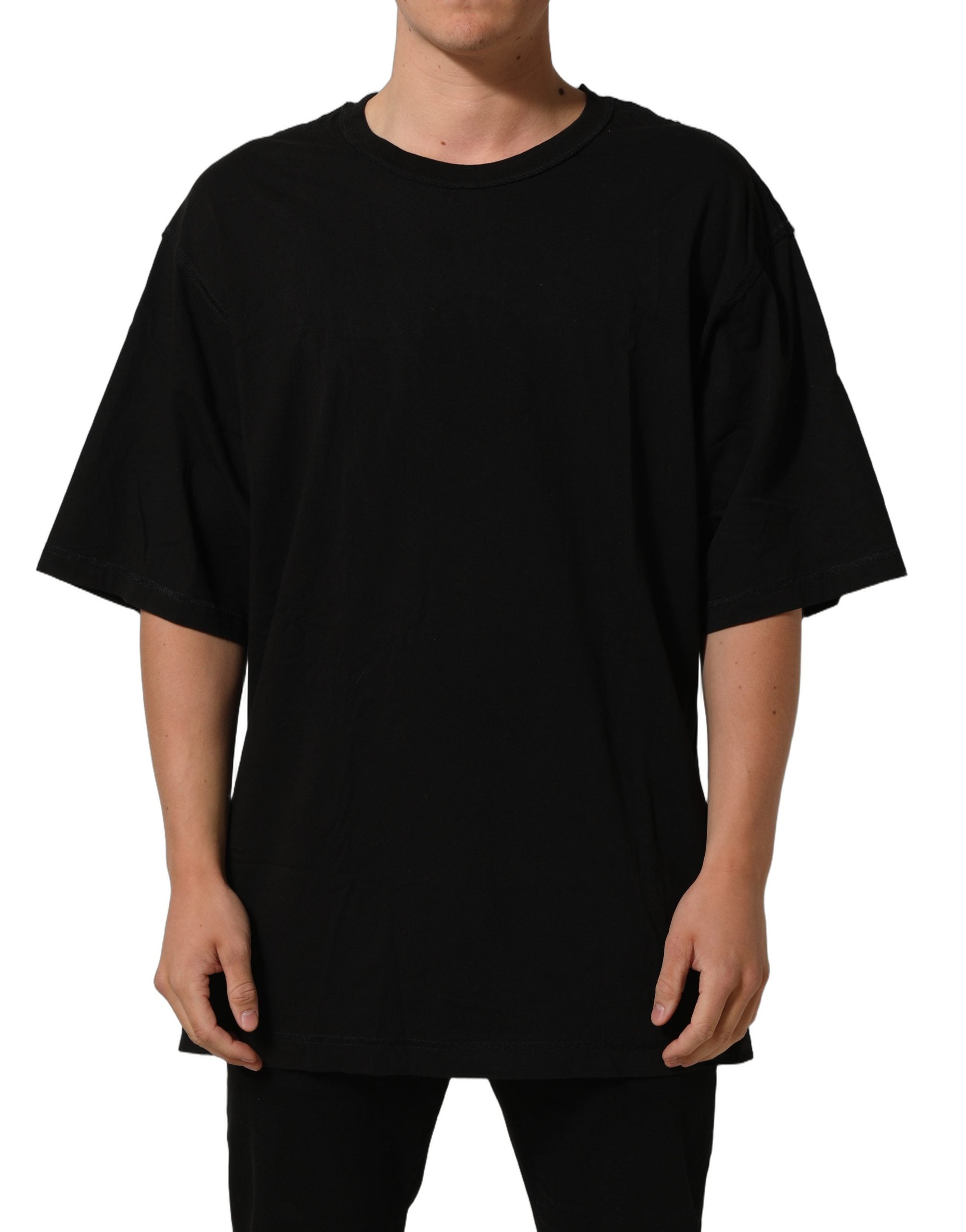 Dolce & Gabbana Black Cotton Short Sleeves CrewNeck Men's T-shirt (Pre-Owned)