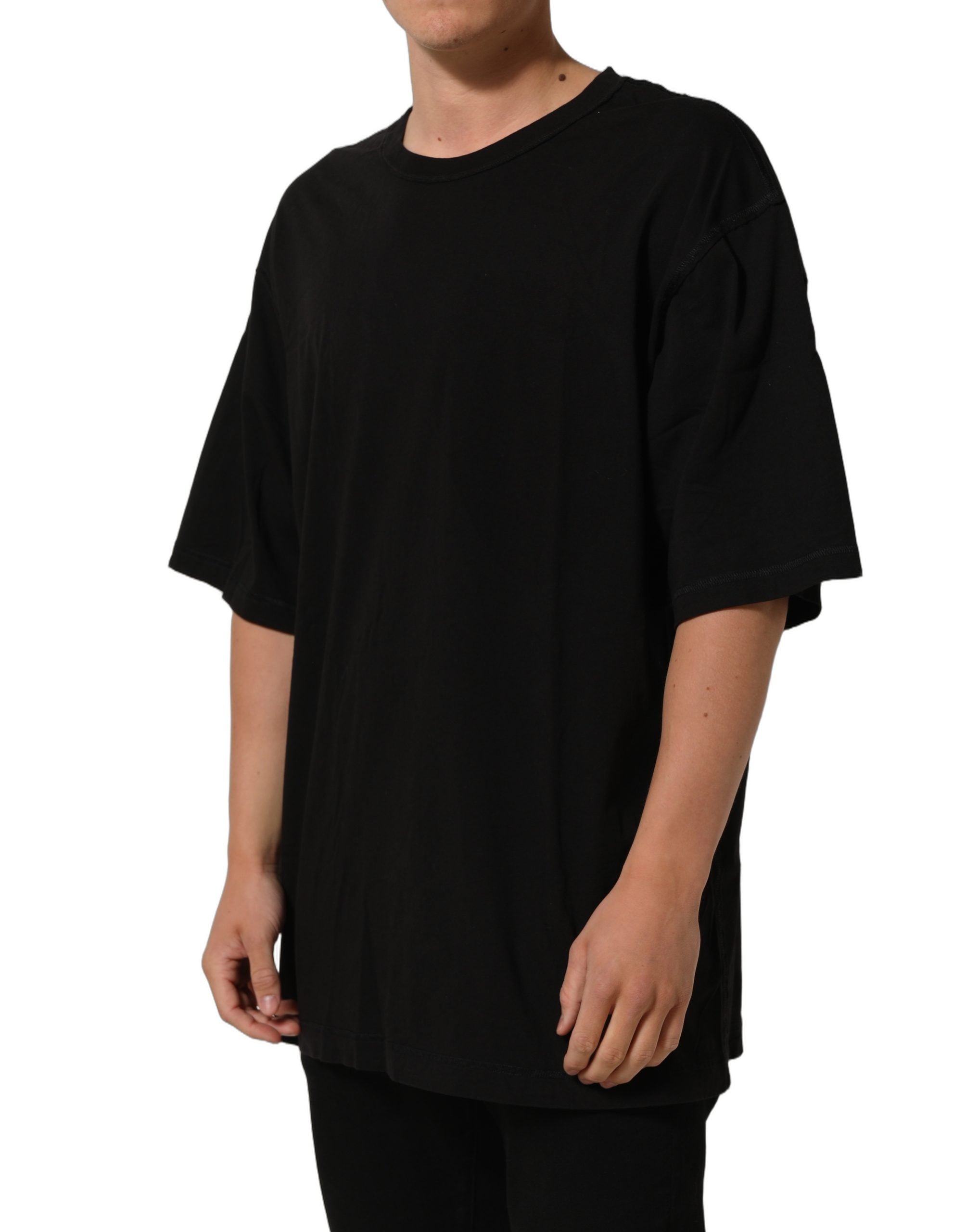 Dolce & Gabbana Black Cotton Short Sleeves CrewNeck Men's T-shirt (Pre-Owned)