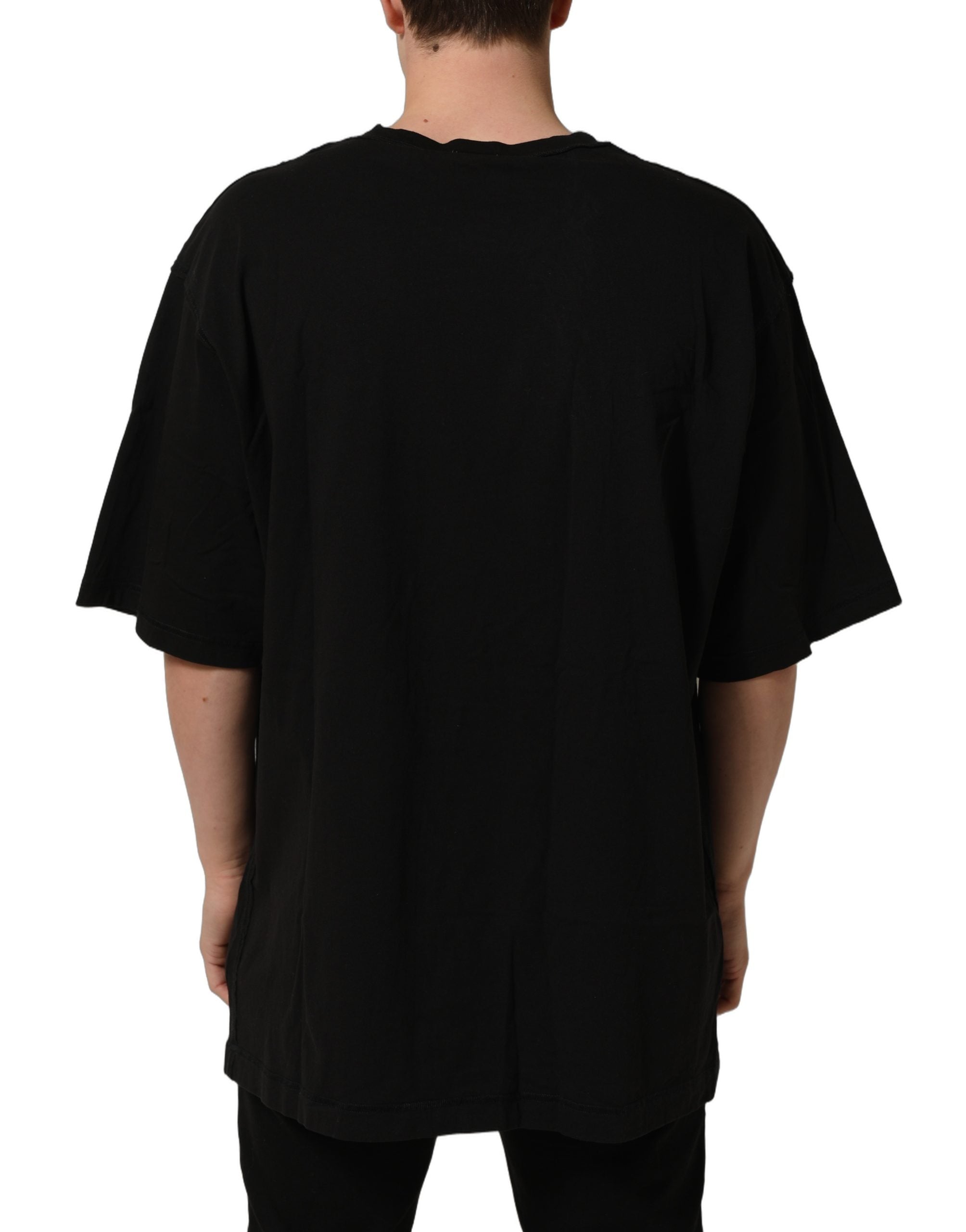Dolce & Gabbana Black Cotton Short Sleeves CrewNeck Men's T-shirt (Pre-Owned)