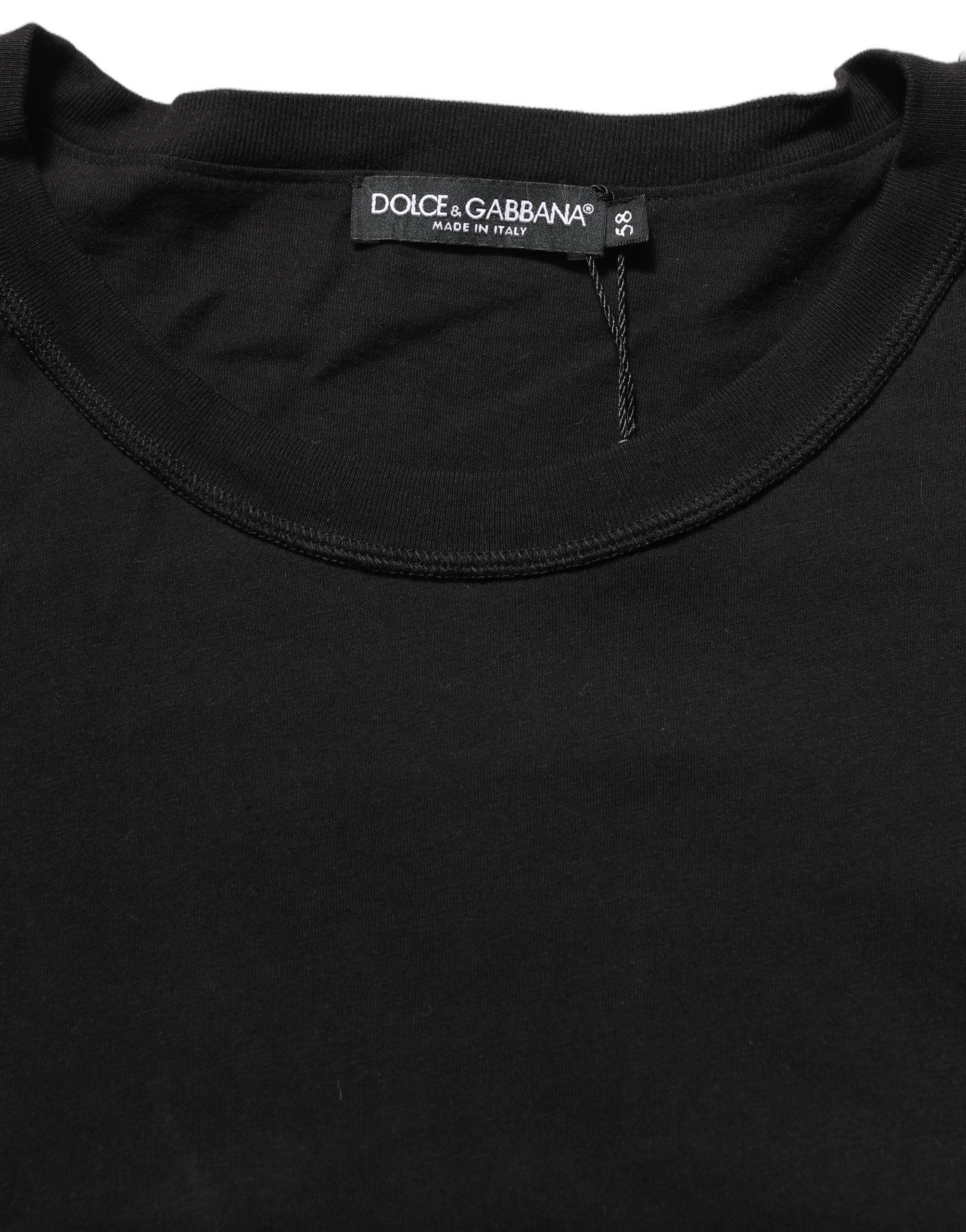 Dolce & Gabbana Black Cotton Short Sleeves CrewNeck Men's T-shirt (Pre-Owned)
