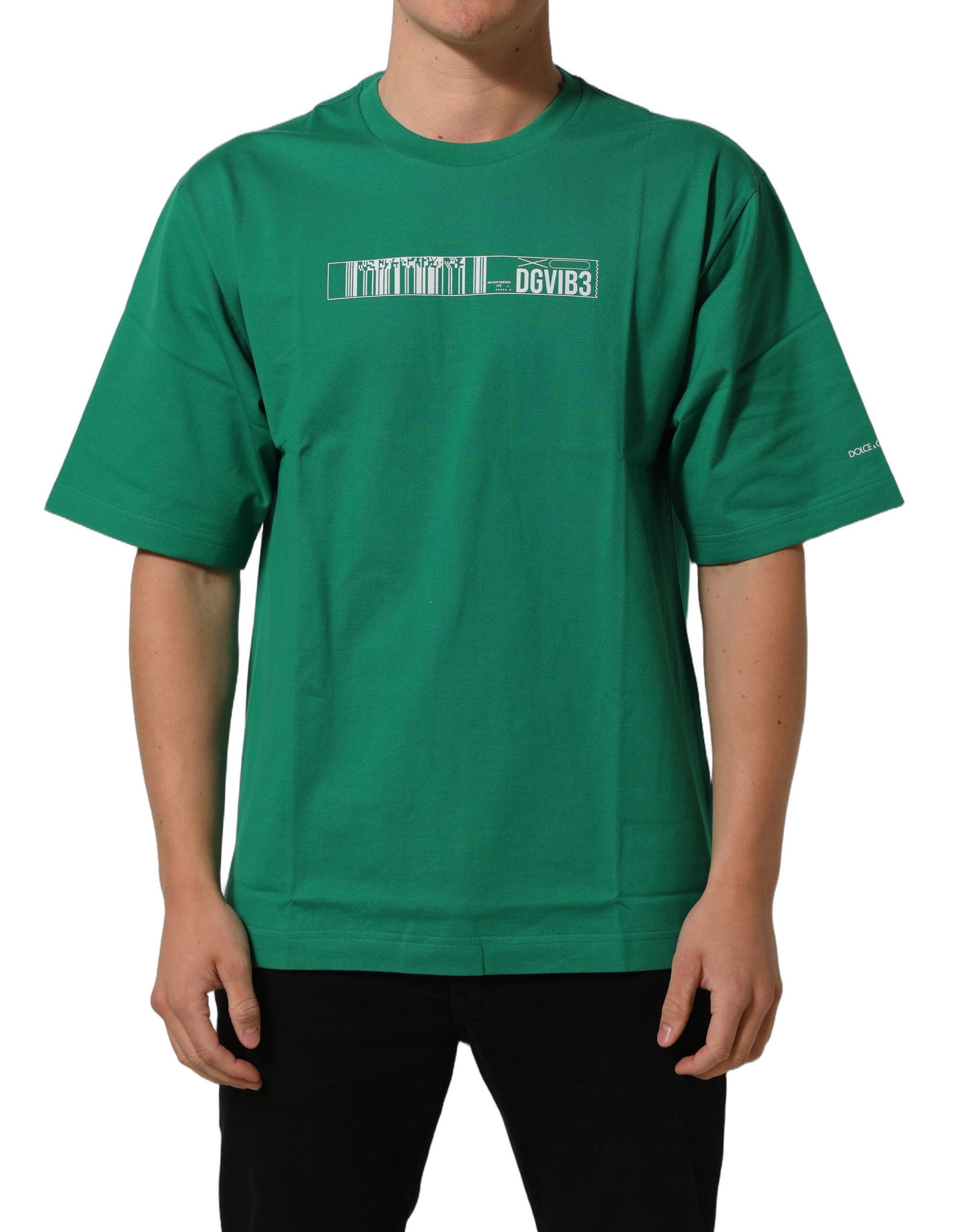 Dolce & Gabbana Green Cotton DGVIB3 Print Crew Neck Men's T-shirt