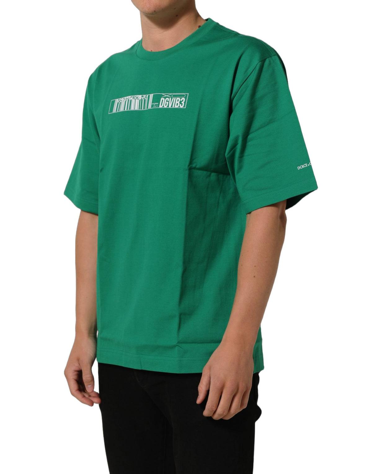 Dolce & Gabbana Green Cotton DGVIB3 Print Crew Neck Men's T-shirt