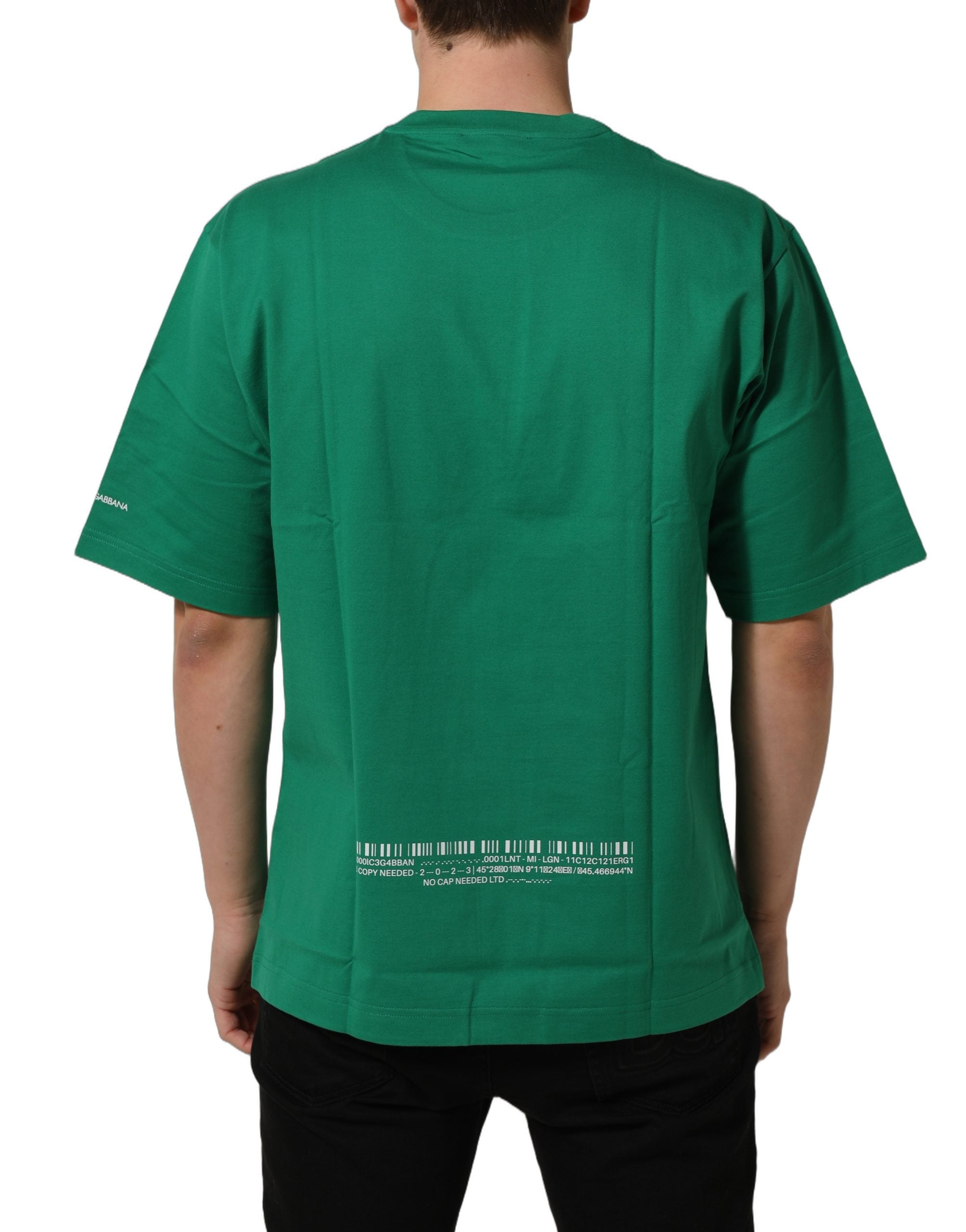 Dolce & Gabbana Green Cotton DGVIB3 Print Crew Neck Men's T-shirt