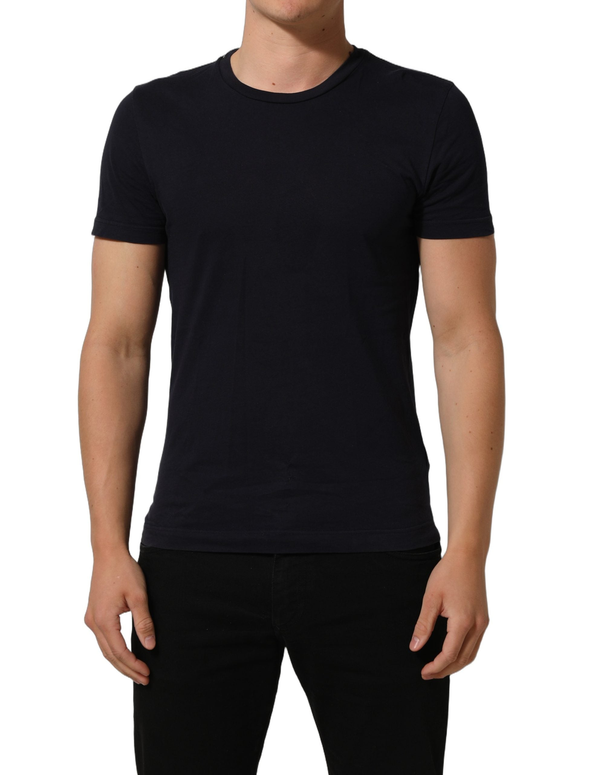 Dolce & Gabbana Black Cotton Short Sleeves Crew Neck Men's T-shirt (Pre-Owned)