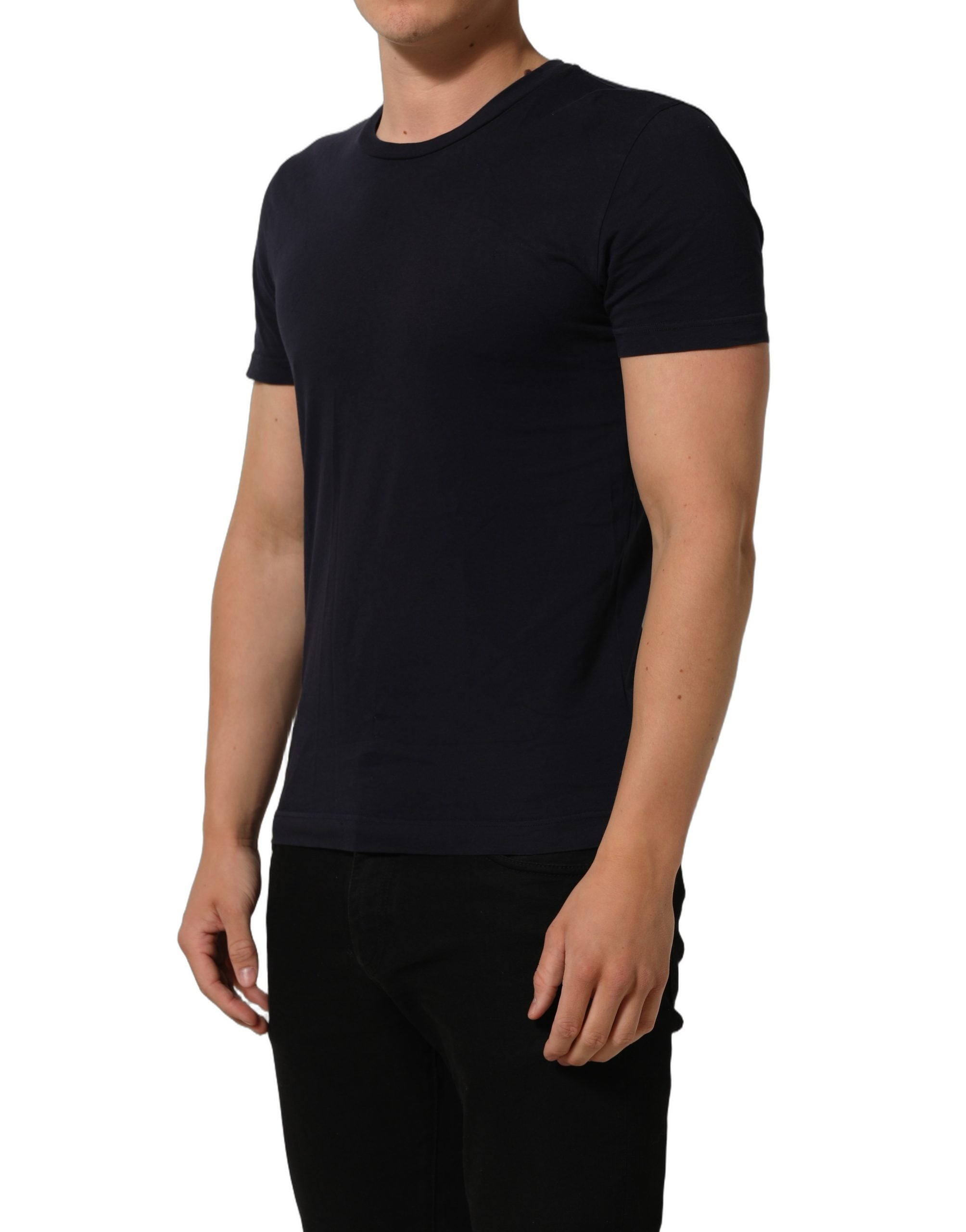 Dolce & Gabbana Black Cotton Short Sleeves Crew Neck Men's T-shirt (Pre-Owned)