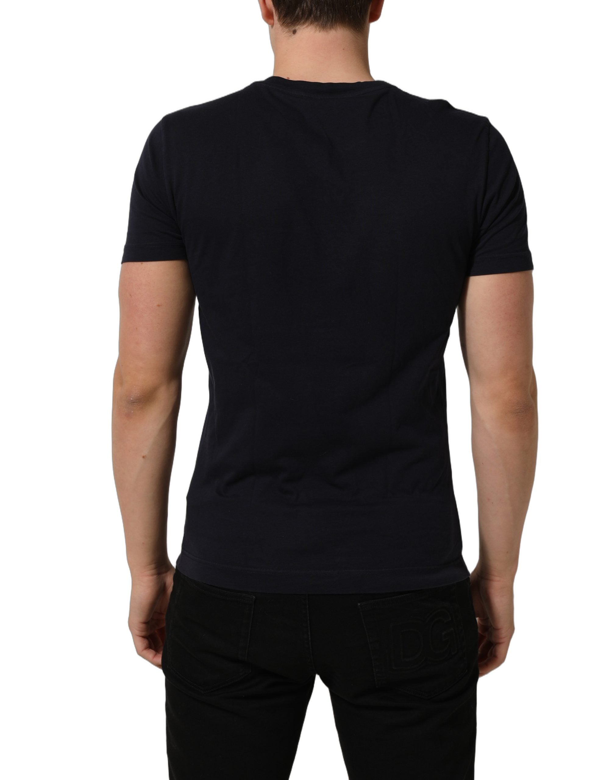 Dolce & Gabbana Black Cotton Short Sleeves Crew Neck Men's T-shirt (Pre-Owned)