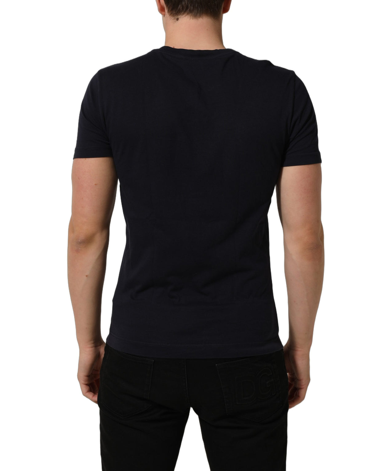 Dolce & Gabbana Black Cotton Short Sleeves Crew Neck Men's T-shirt (Pre-Owned)