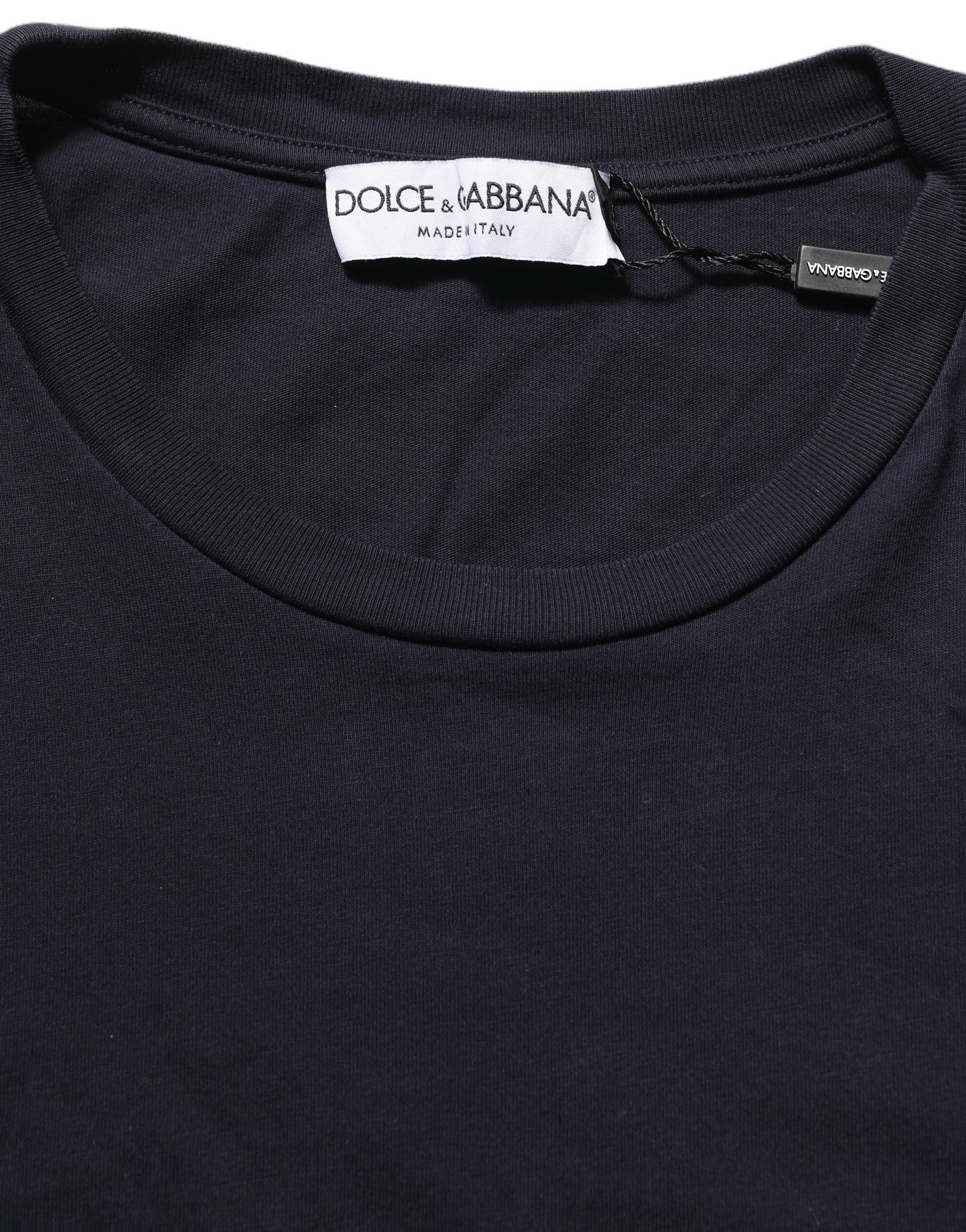 Dolce & Gabbana Black Cotton Short Sleeves Crew Neck Men's T-shirt (Pre-Owned)