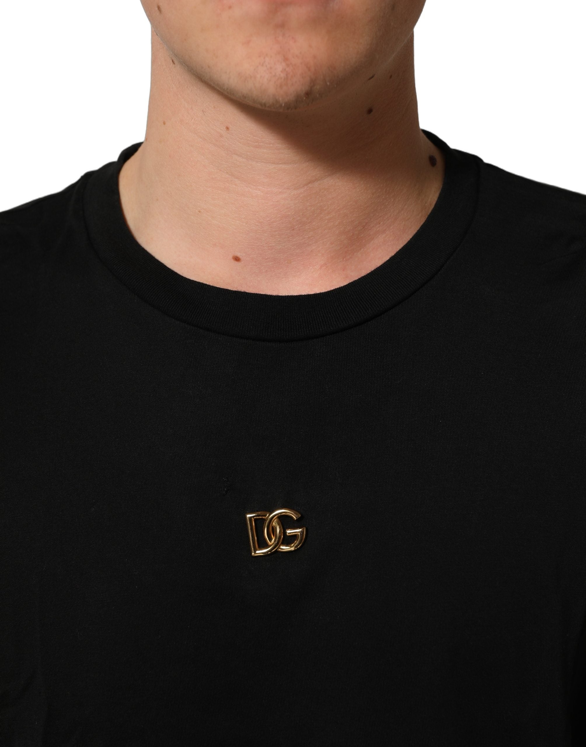 Dolce & Gabbana Black Metal DG Logo Short Sleeves Men's T-shirt (Pre-Owned)