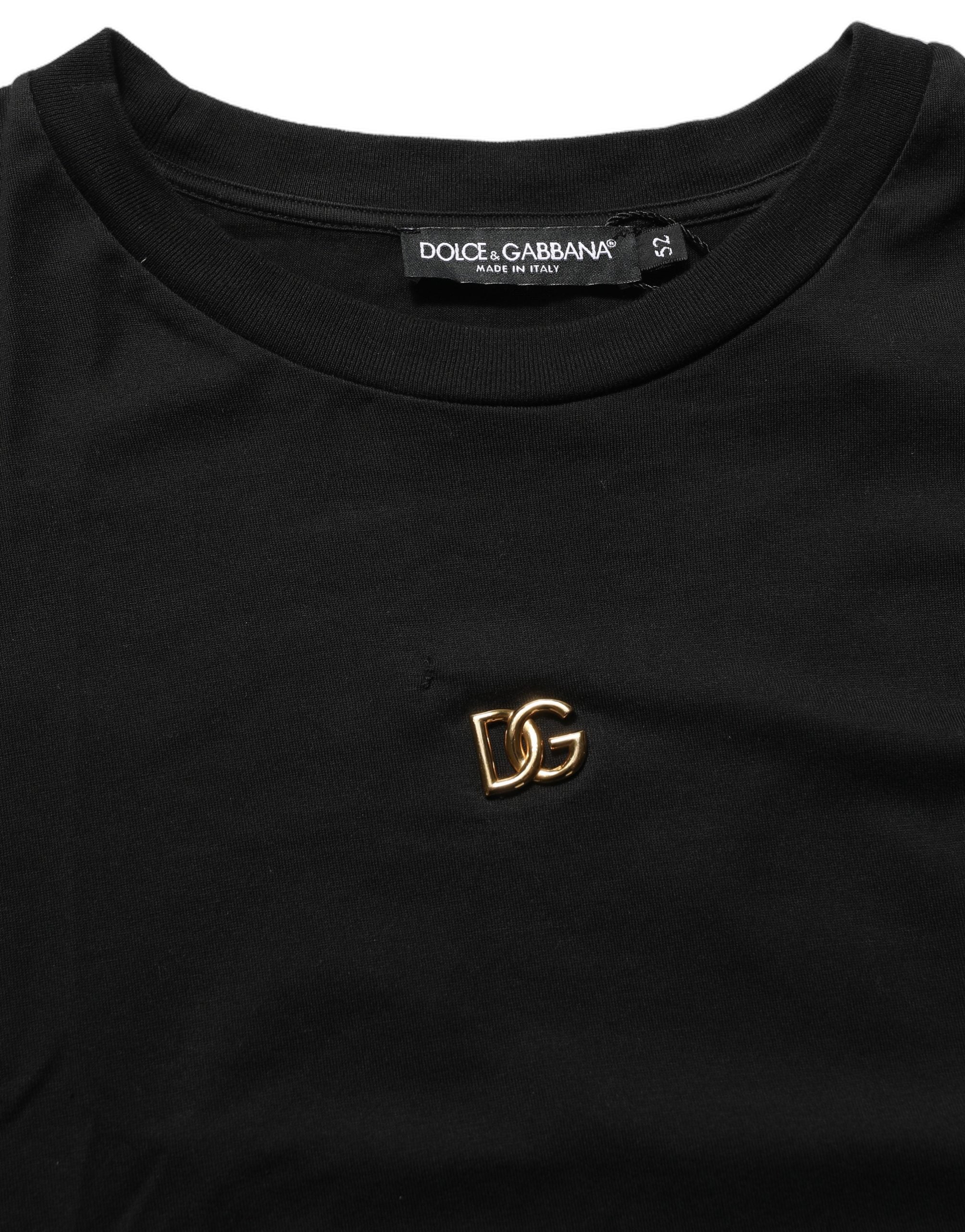 Dolce & Gabbana Black Metal DG Logo Short Sleeves Men's T-shirt (Pre-Owned)