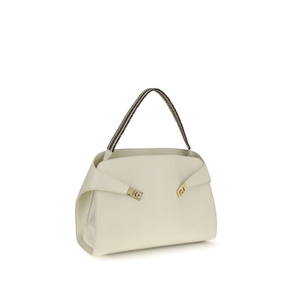 Ferragamo Beige Calf Leather Bos Taurus Shoulder Women's Bag