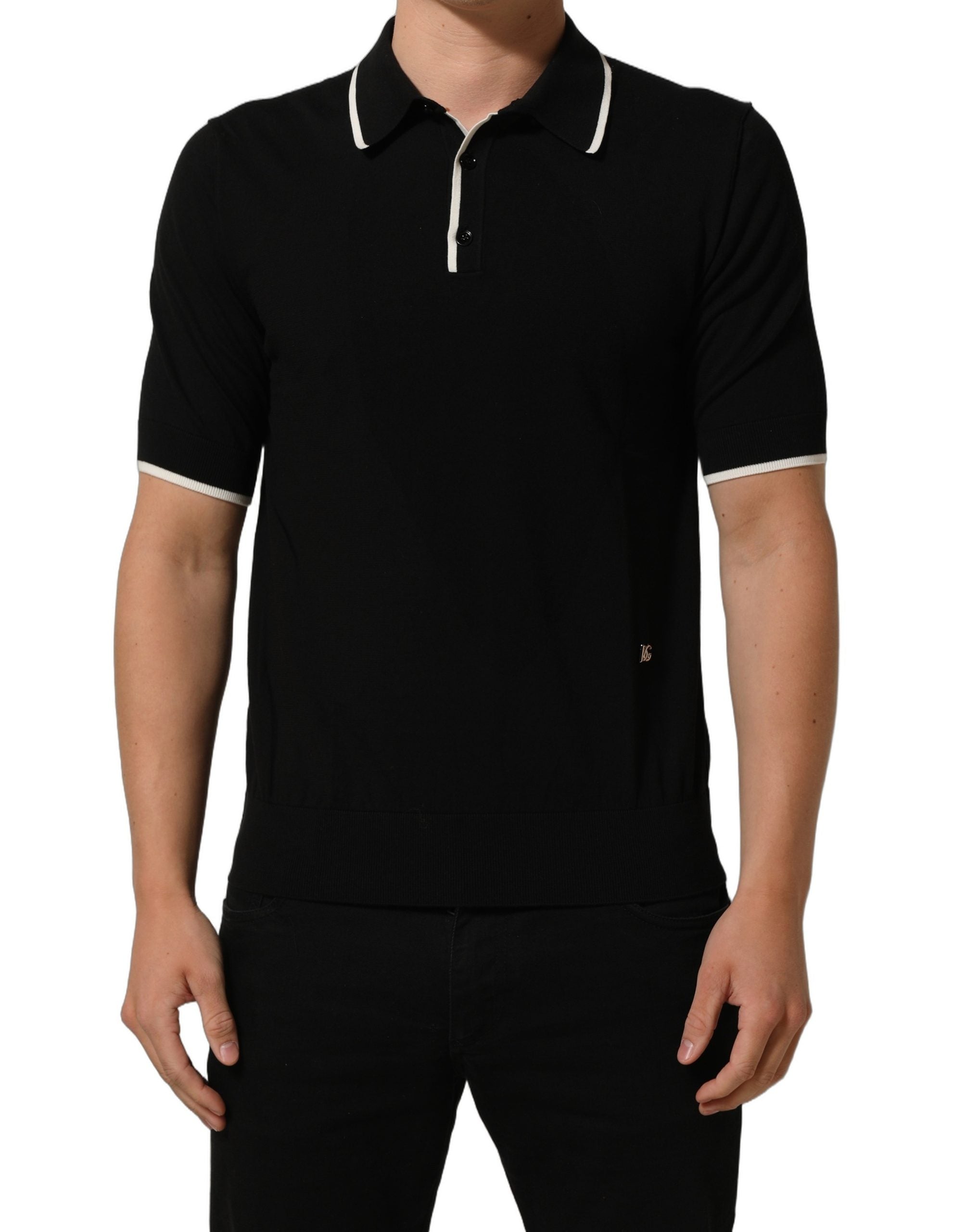 Dolce & Gabbana Black Cotton Collared Short Sleeves Polo Men's T-shirt (Pre-Owned)