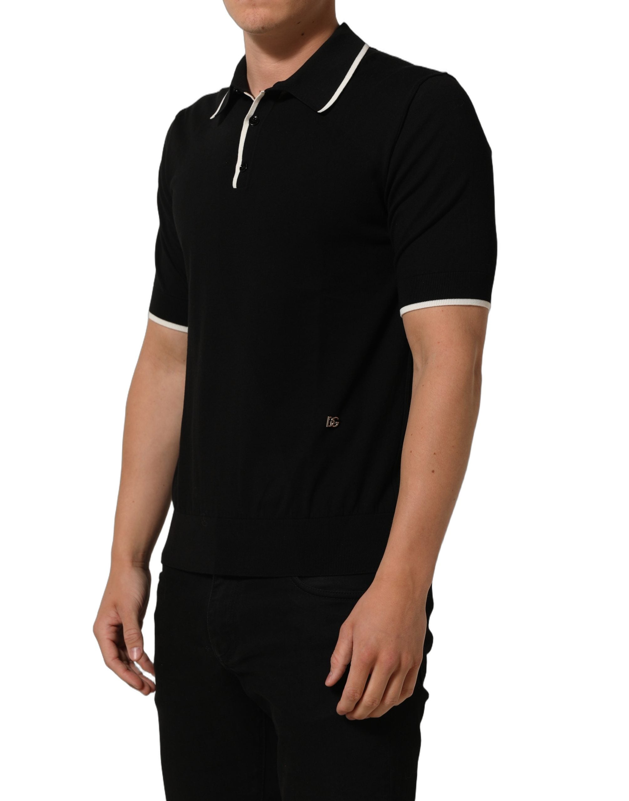 Dolce & Gabbana Black Cotton Collared Short Sleeves Polo Men's T-shirt (Pre-Owned)