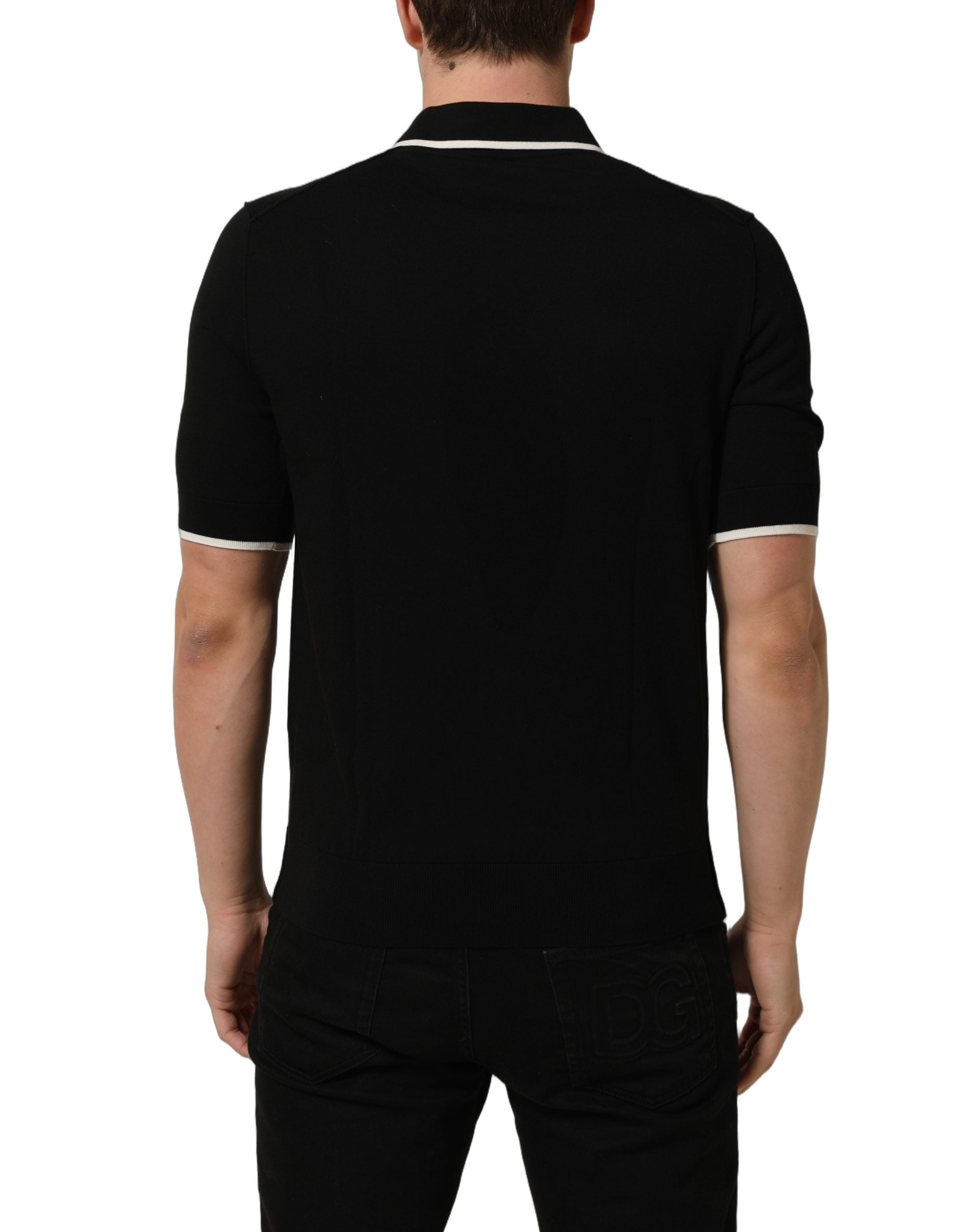 Dolce & Gabbana Black Cotton Collared Short Sleeves Polo Men's T-shirt (Pre-Owned)