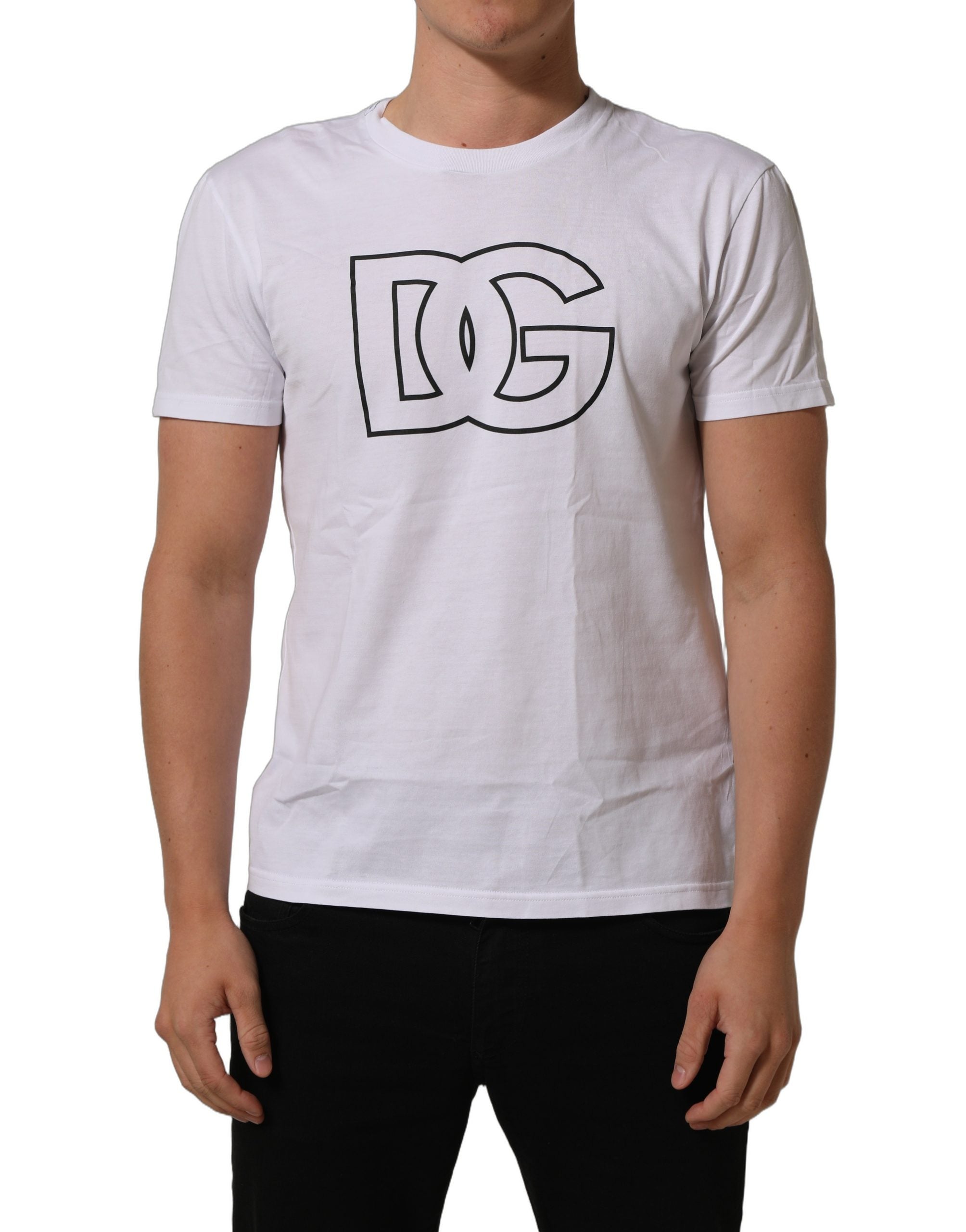Dolce & Gabbana White DG Logo Print Short Sleeves Men Men's T-shirt (Pre-Owned)