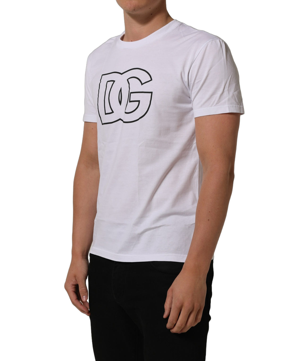 Dolce & Gabbana White DG Logo Print Short Sleeves Men Men's T-shirt (Pre-Owned)