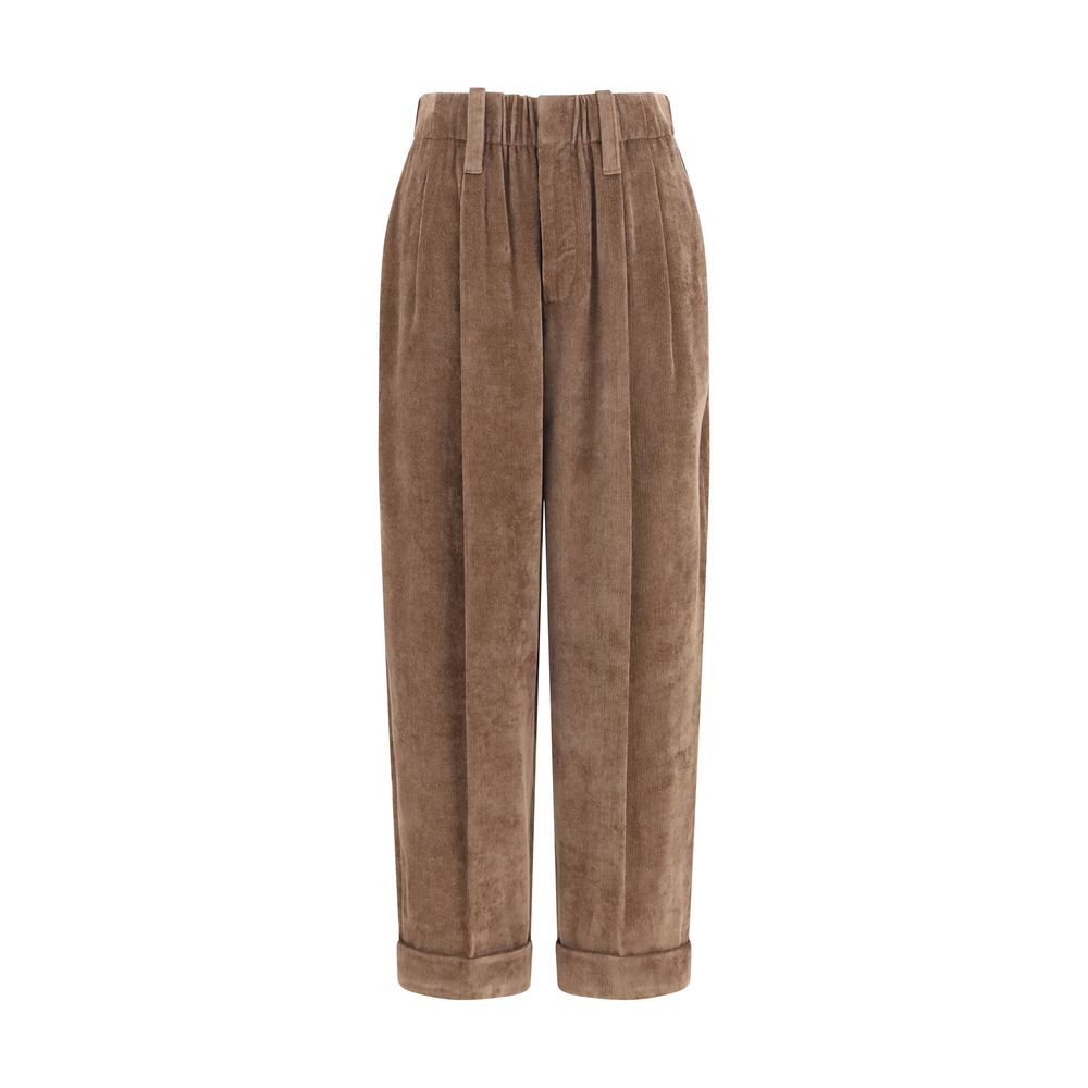 Brunello Cucinelli Brown Viscose Casual Women's Pants