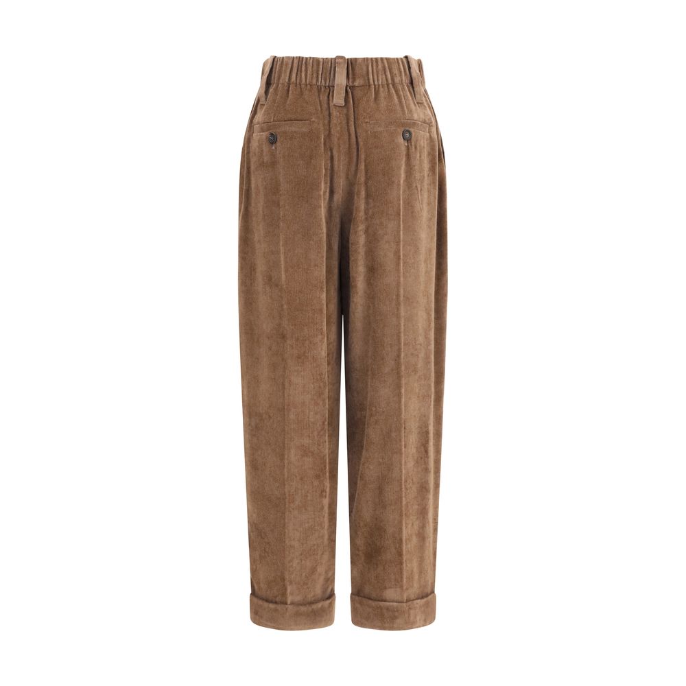 Brunello Cucinelli Brown Viscose Casual Women's Pants