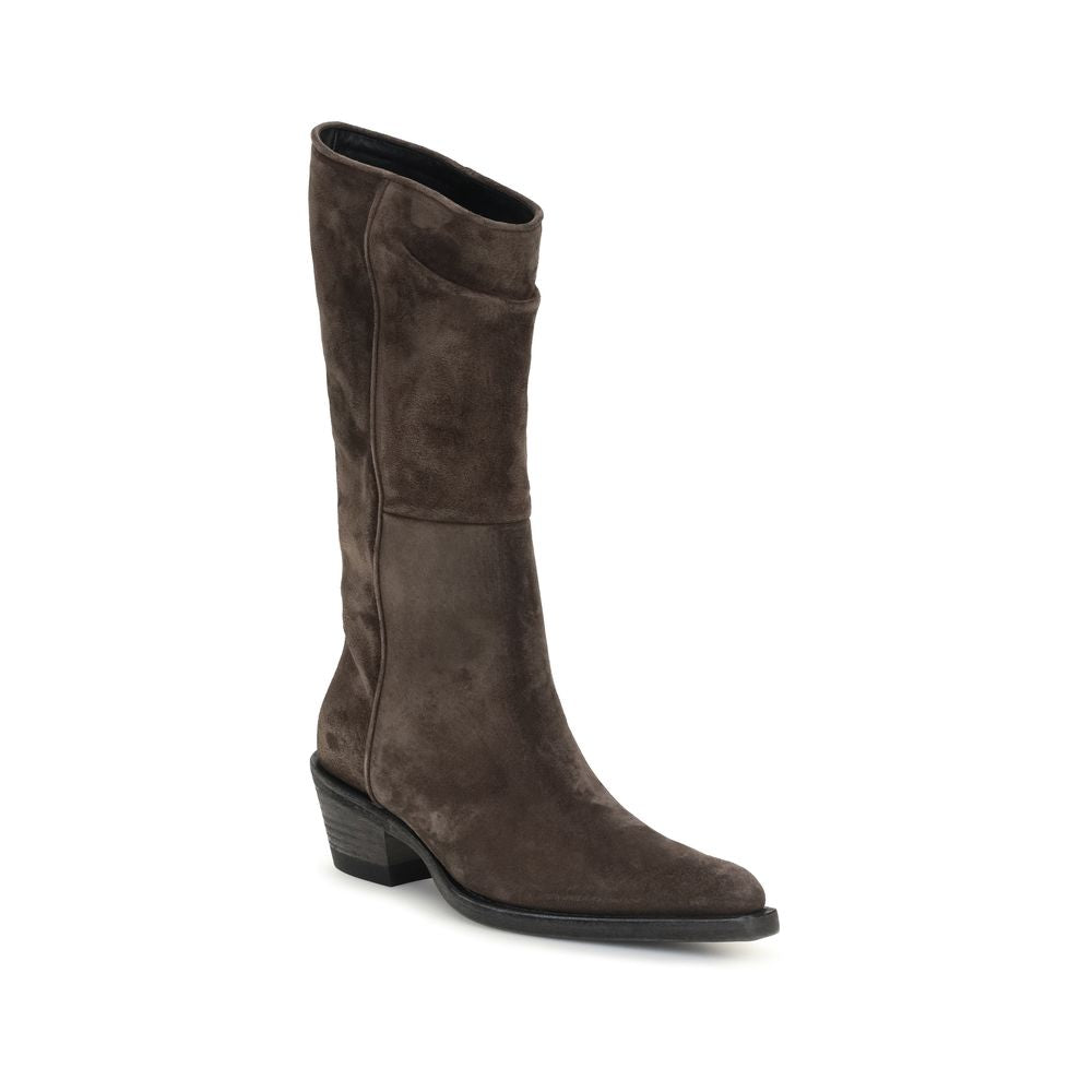 Khaite Brown Leather Ankle Women's Boots