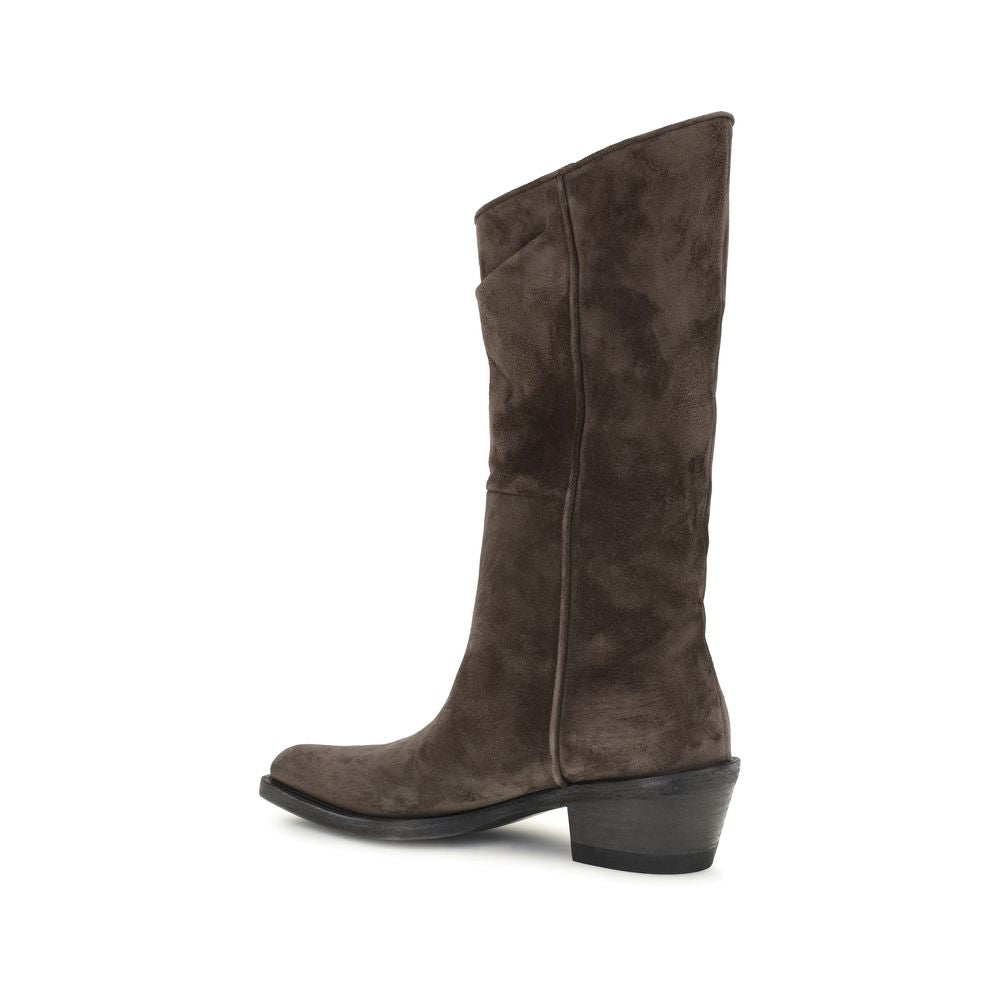 Khaite Brown Leather Ankle Women's Boots