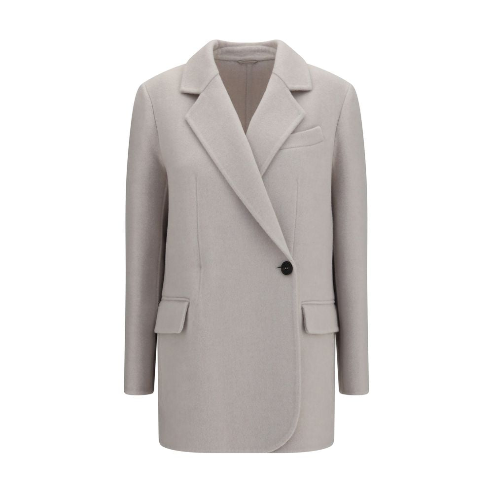 Brunello Cucinelli White Wool Oves Aries Full-Length Women's Jacket