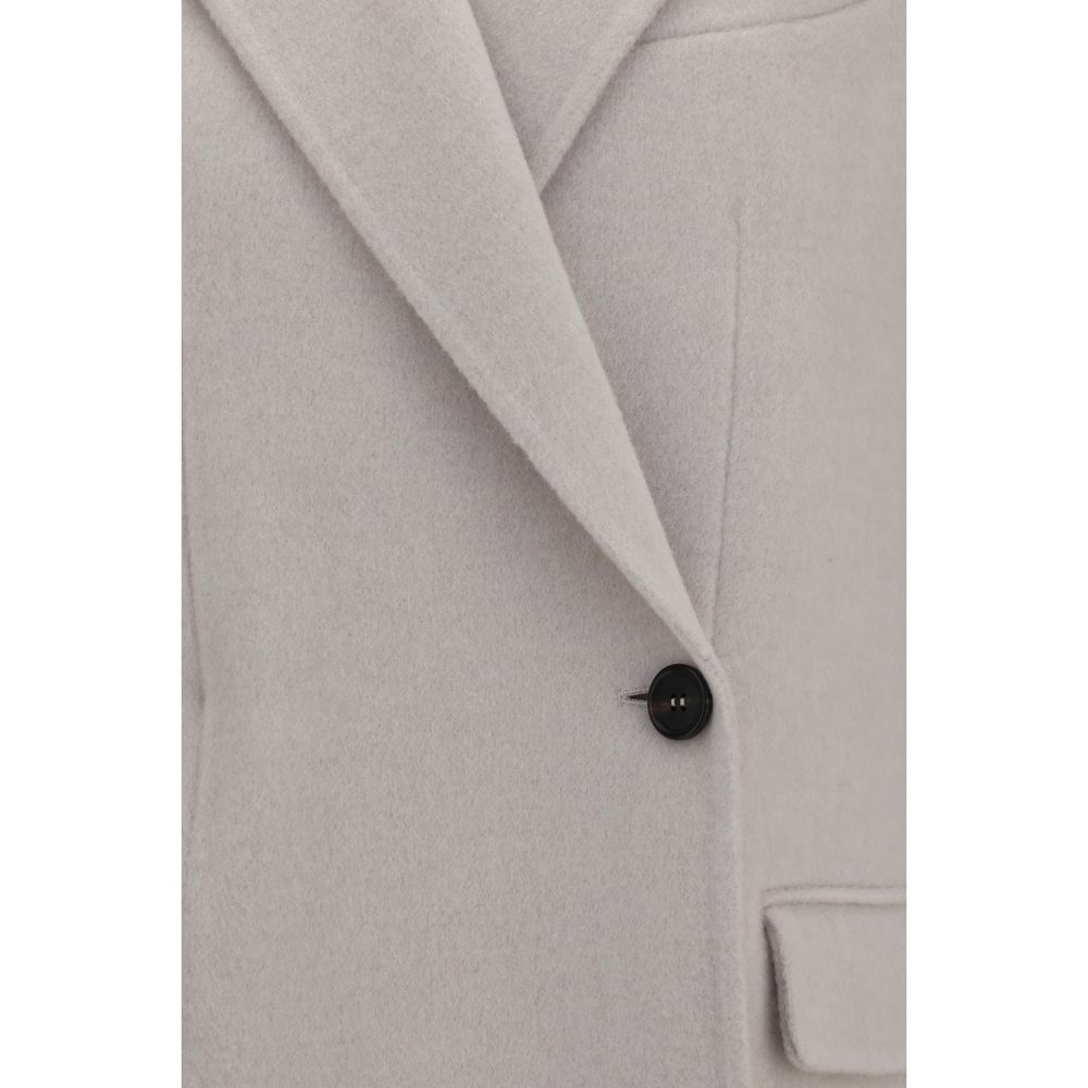 Brunello Cucinelli White Wool Oves Aries Full-Length Women's Jacket