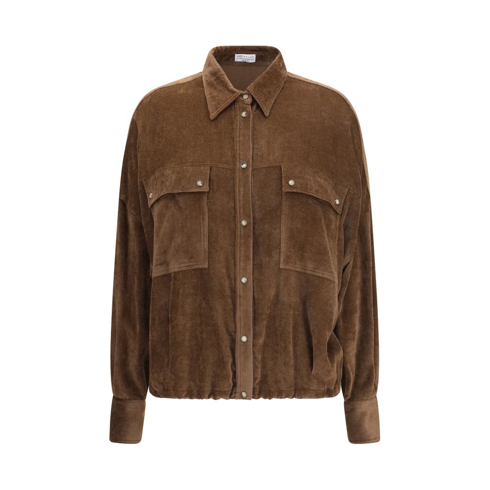 Brunello Cucinelli Brown Viscose Pattern Women's Shirt