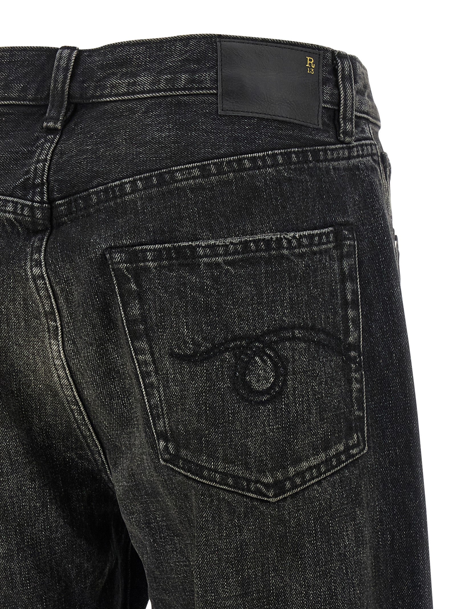 R13 Black Cotton Straight-Leg Women's Jeans