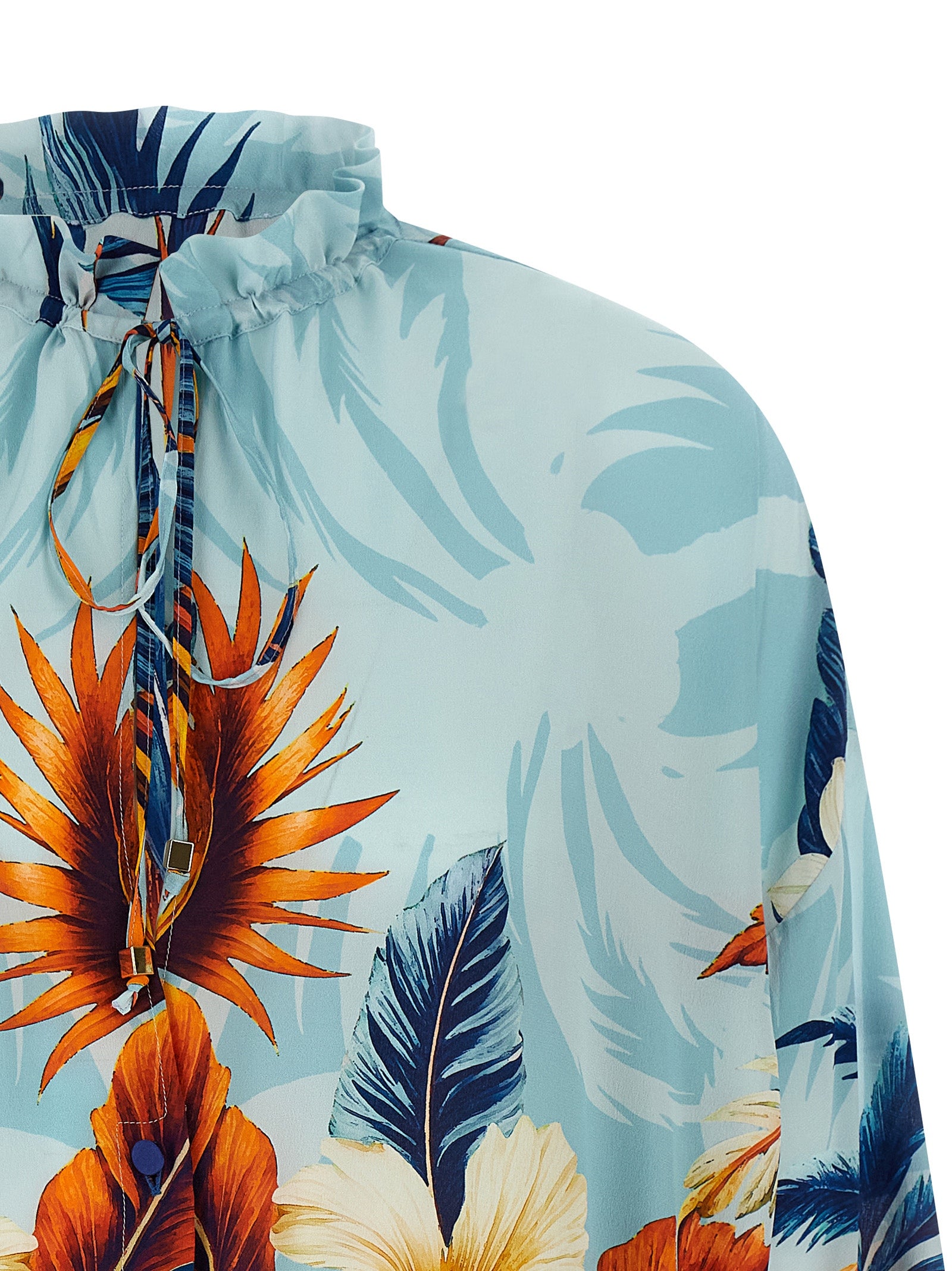 F.R.S. - FOR RESTLESS SLEEPERS Blue Silk Women's Blouse