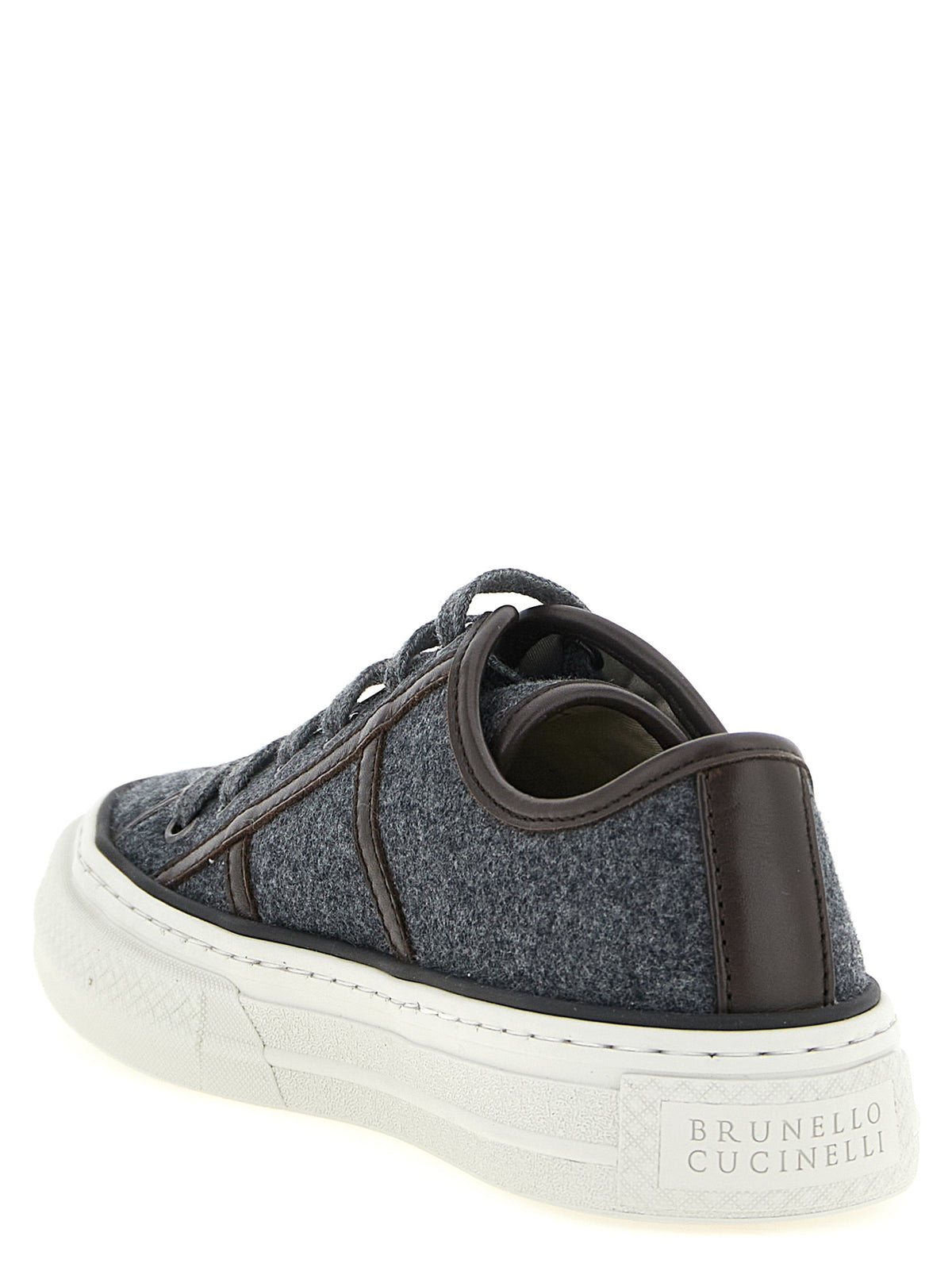 Brunello Cucinelli Gray Virgin Wool Low Top Women's Sneakers