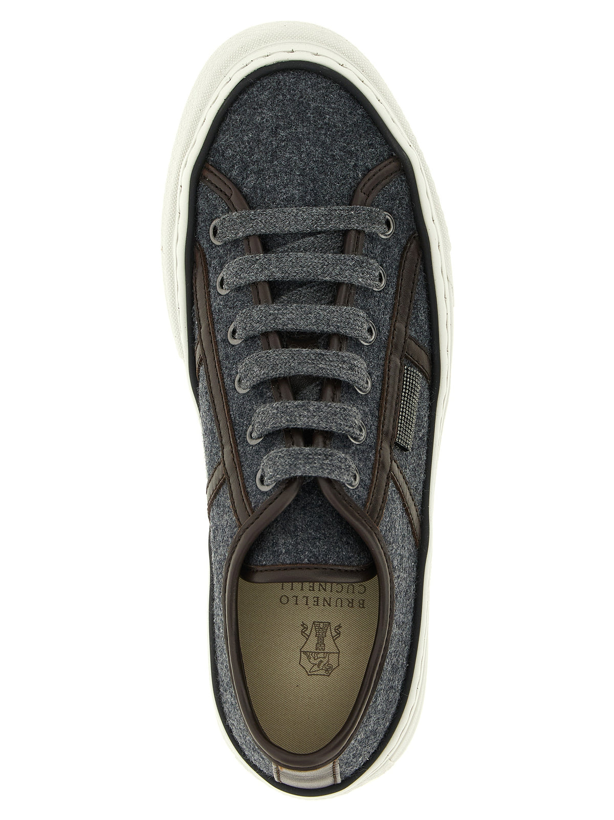 Brunello Cucinelli Gray Virgin Wool Low Top Women's Sneakers