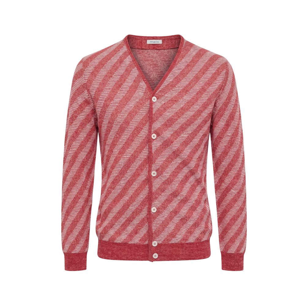 Malo Red Linen Men Men's Cardigan