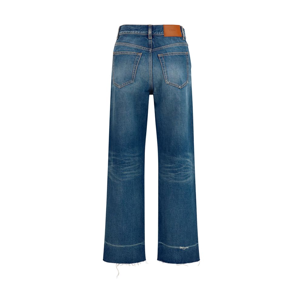 Chloé Blue Cotton Bootcut Women's Jeans