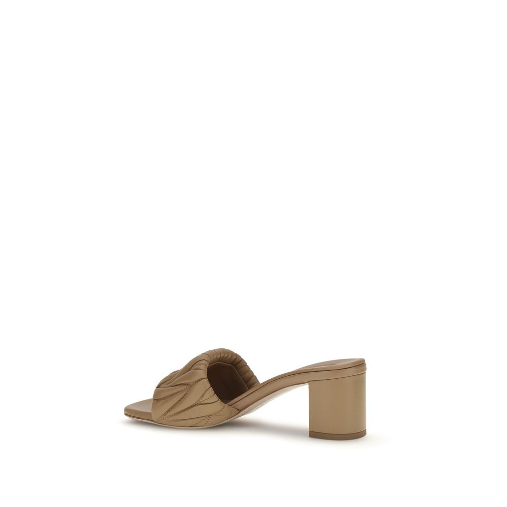 Miu Miu Beige Lamb Ovis Aries Platform Women's Sandals