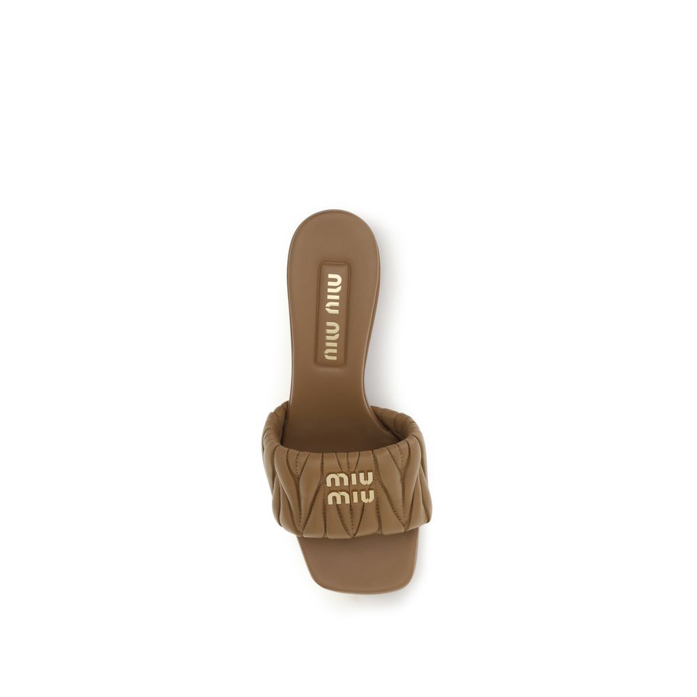 Miu Miu Beige Lamb Ovis Aries Platform Women's Sandals