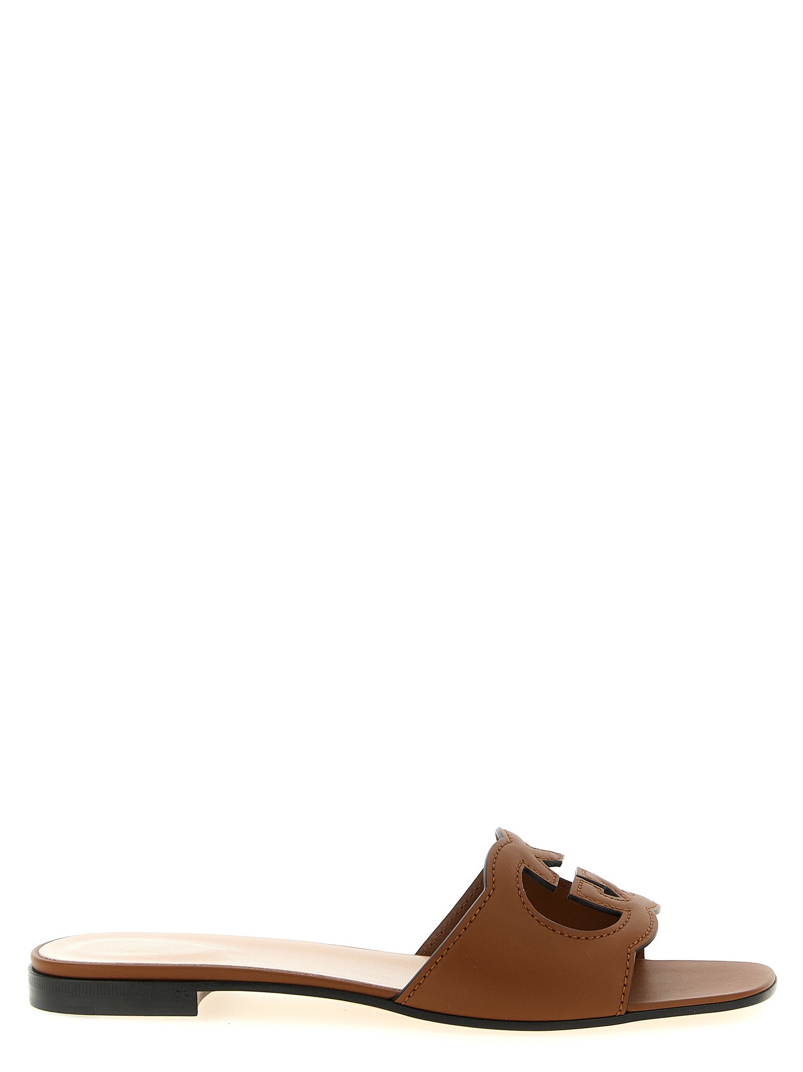 Gucci Brown Leather Women's Slides