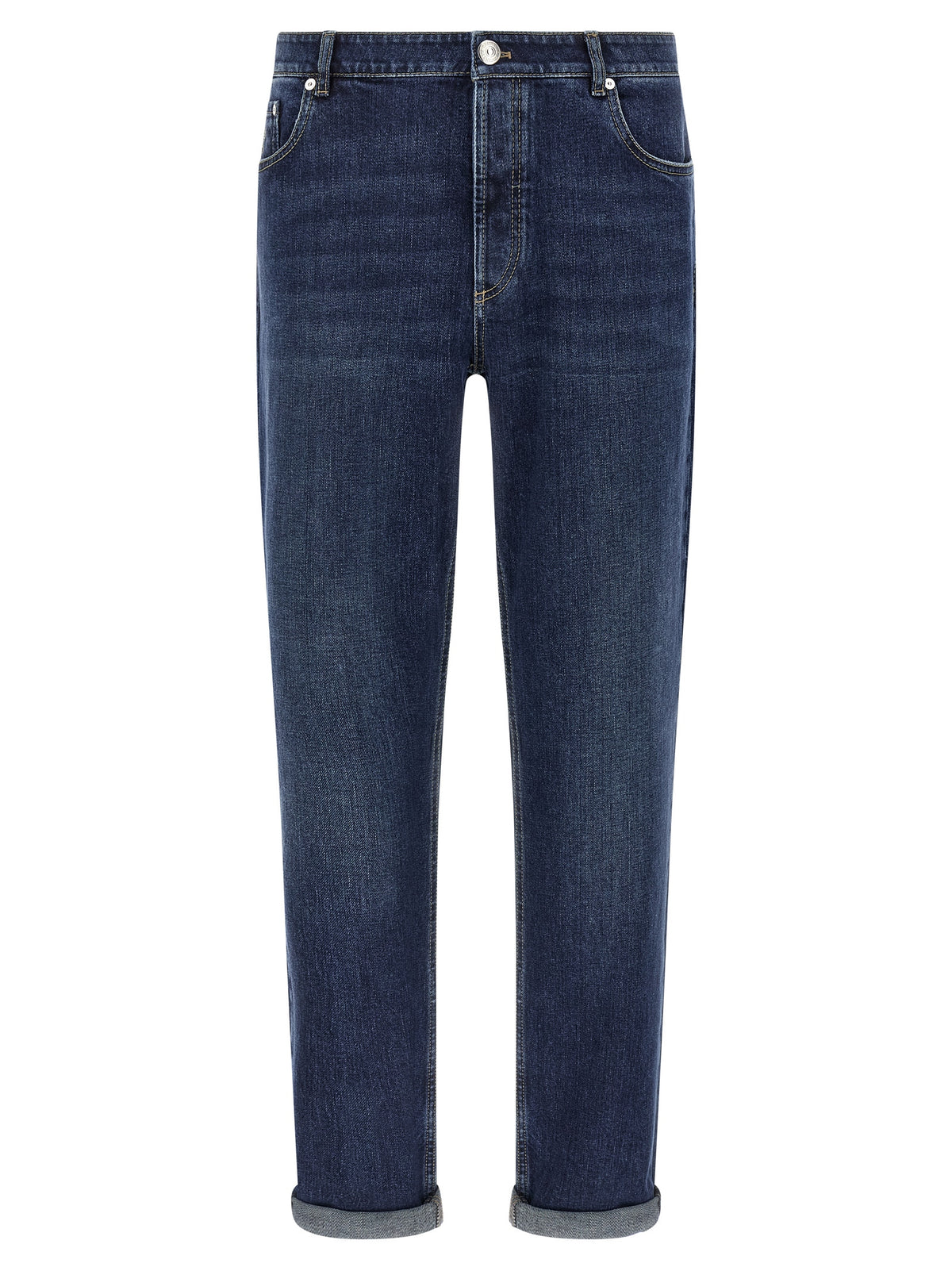 Brunello Cucinelli Blue Cotton Straight-Leg Men's Jeans